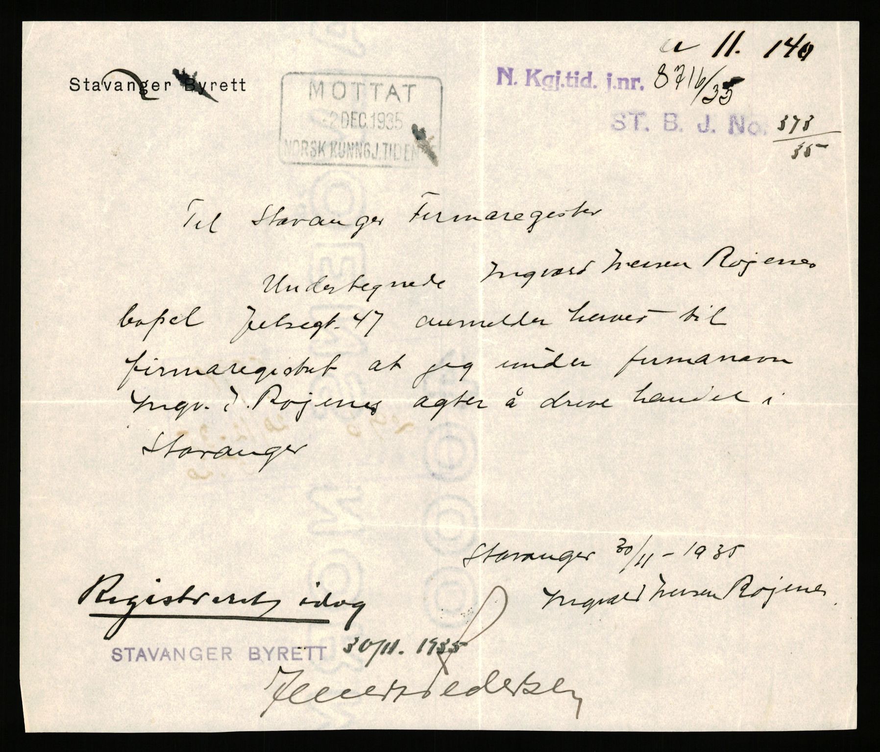 Stavanger byfogd, SAST/A-101408/002/J/Jd/Jde/L0003: Registreringsmeldinger og bilag. Enkeltmannsforetak, 751-1000, 1928-1976, p. 129