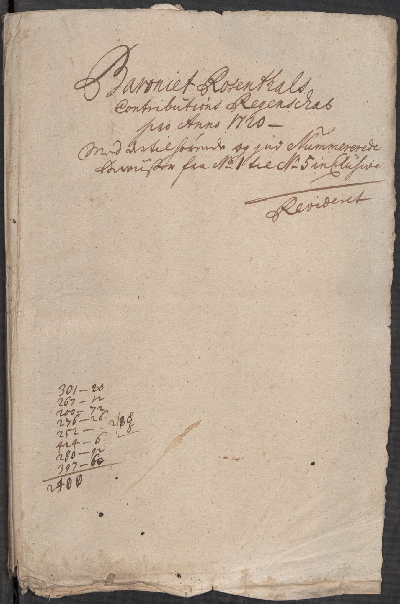 Rentekammeret inntil 1814, Reviderte regnskaper, Fogderegnskap, AV/RA-EA-4092/R49/L3140: Fogderegnskap Rosendal Baroni, 1718-1720, p. 180