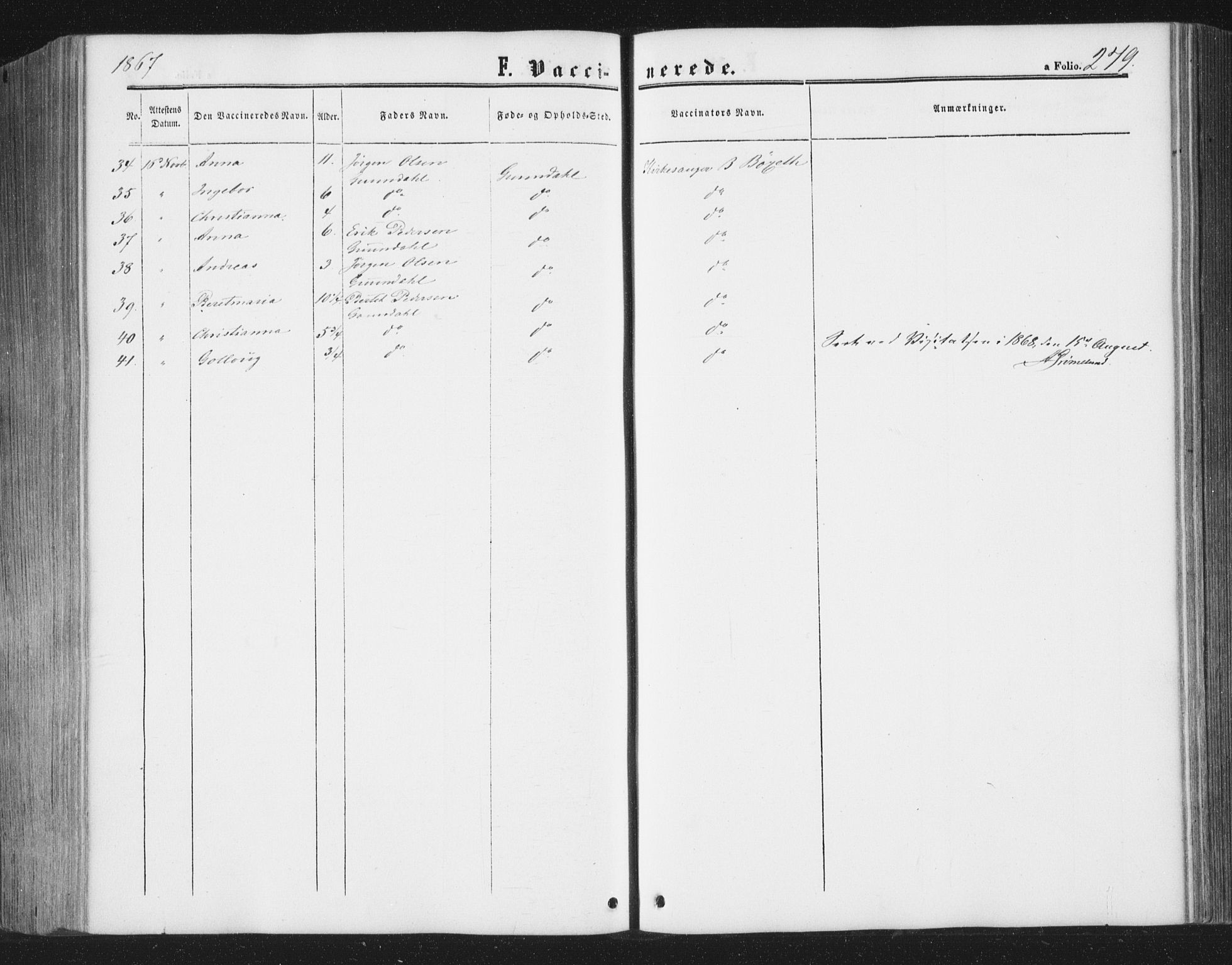 Ministerialprotokoller, klokkerbøker og fødselsregistre - Nord-Trøndelag, AV/SAT-A-1458/749/L0472: Parish register (official) no. 749A06, 1857-1873, p. 279