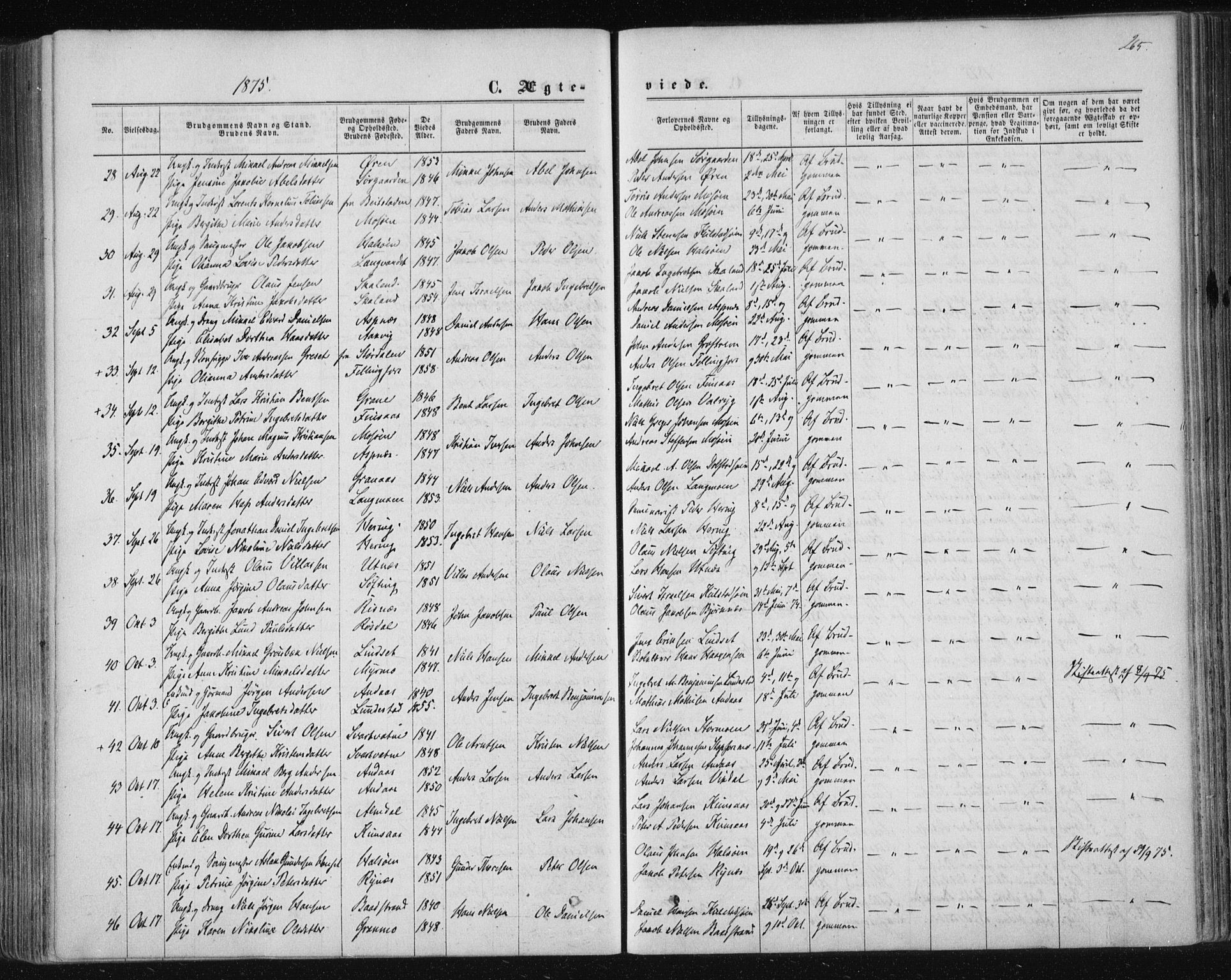 Ministerialprotokoller, klokkerbøker og fødselsregistre - Nordland, AV/SAT-A-1459/820/L0294: Parish register (official) no. 820A15, 1866-1879, p. 265