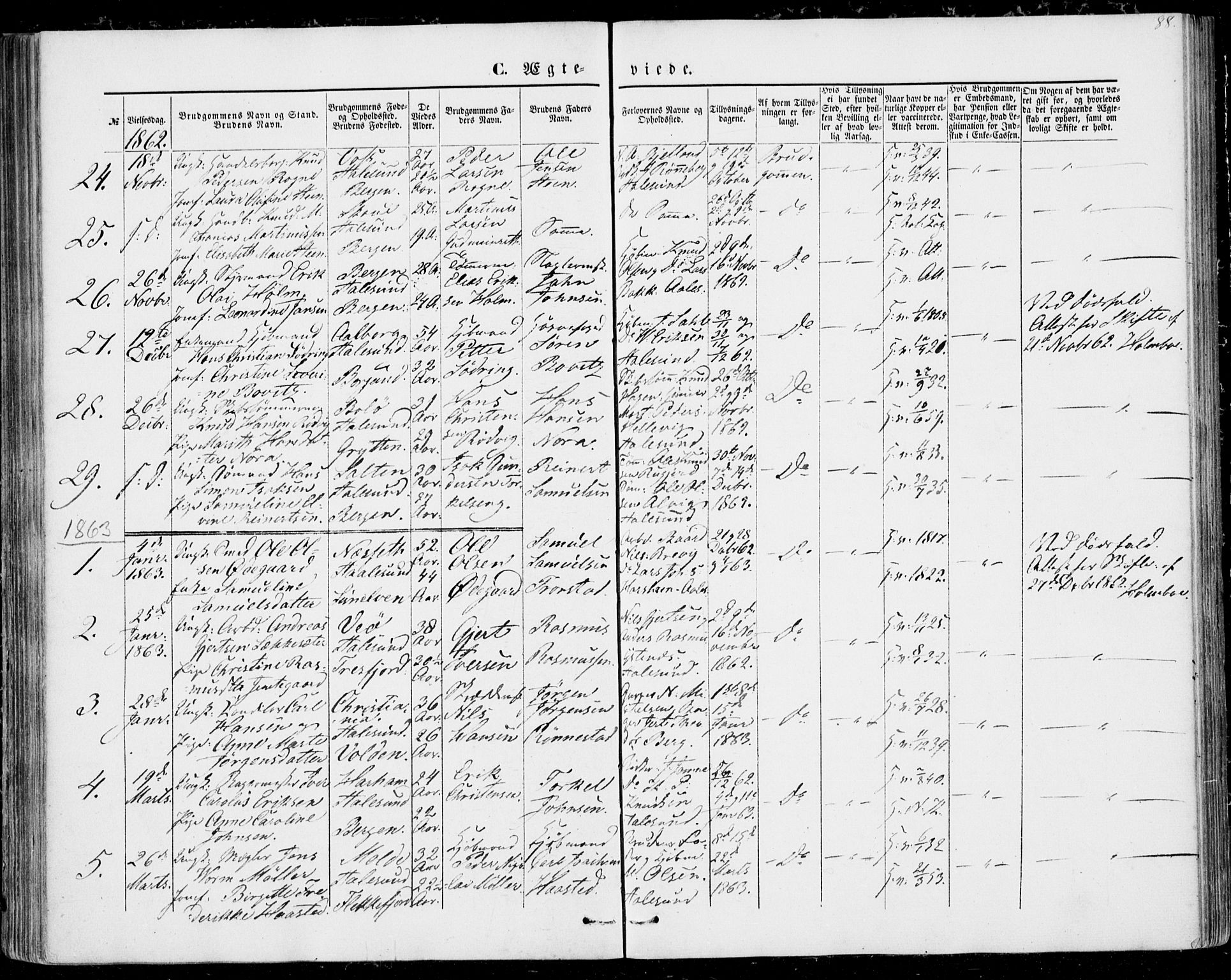 Ministerialprotokoller, klokkerbøker og fødselsregistre - Møre og Romsdal, AV/SAT-A-1454/529/L0451: Parish register (official) no. 529A01, 1855-1863, p. 88