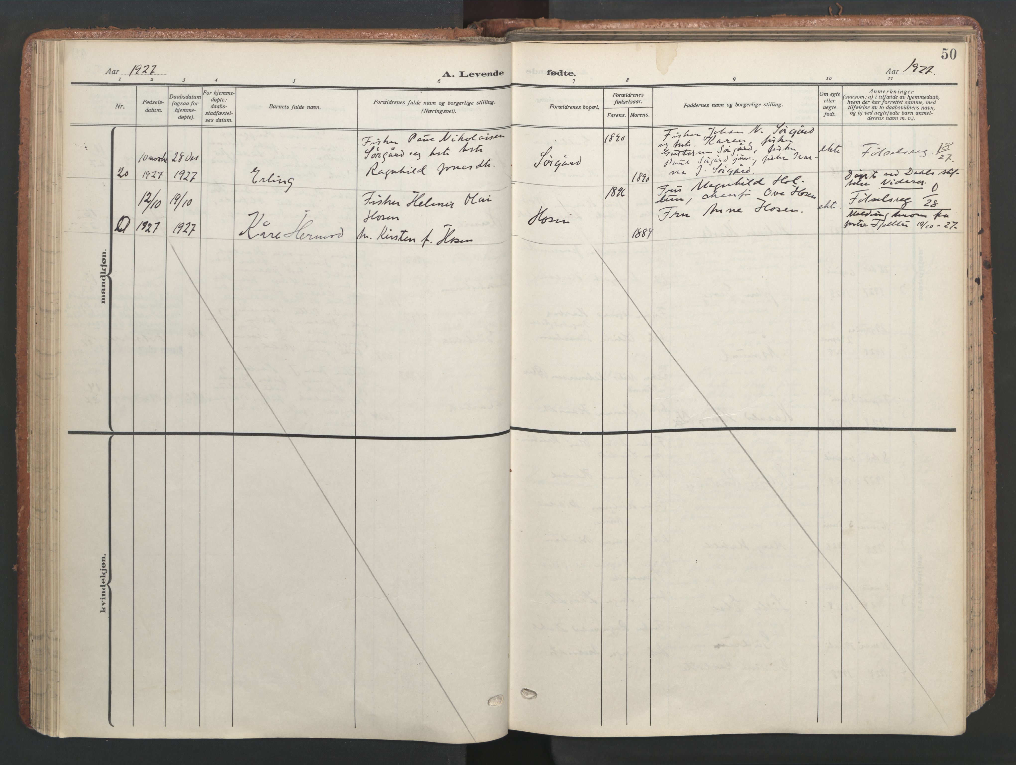 Ministerialprotokoller, klokkerbøker og fødselsregistre - Sør-Trøndelag, AV/SAT-A-1456/656/L0694: Parish register (official) no. 656A03, 1914-1931, p. 50