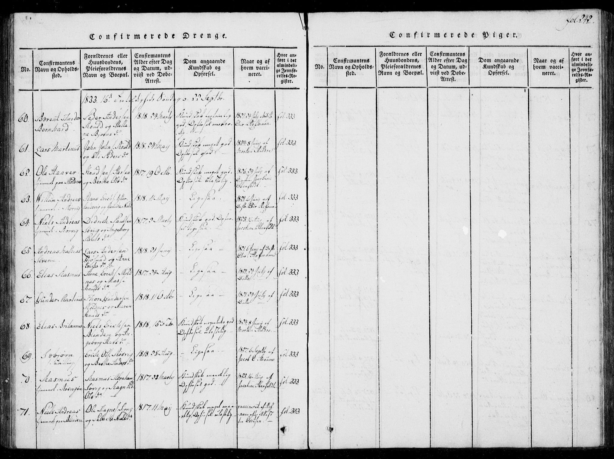 Ministerialprotokoller, klokkerbøker og fødselsregistre - Møre og Romsdal, SAT/A-1454/537/L0517: Parish register (official) no. 537A01, 1818-1862, p. 242