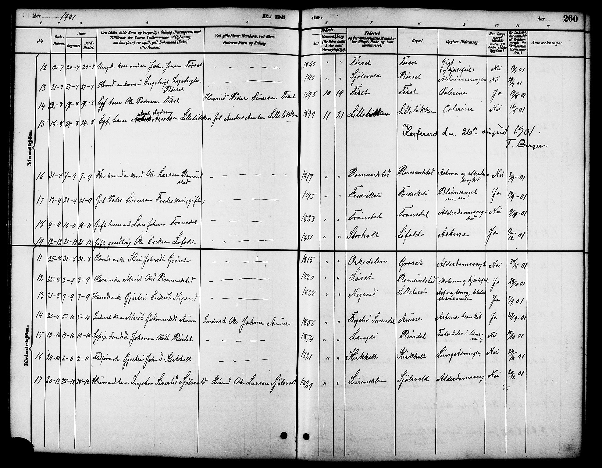Ministerialprotokoller, klokkerbøker og fødselsregistre - Møre og Romsdal, SAT/A-1454/598/L1078: Parish register (copy) no. 598C03, 1892-1909, p. 260