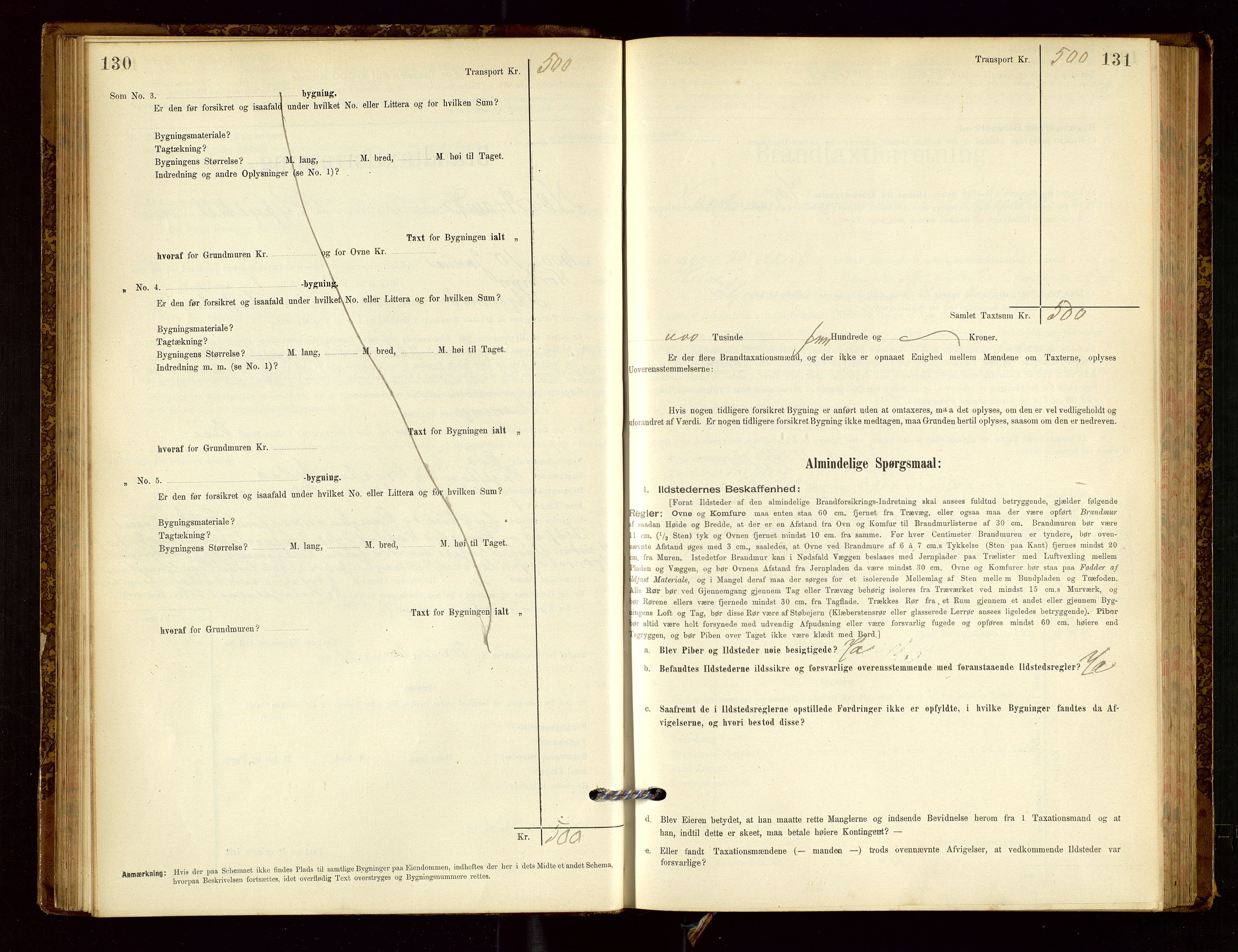 Nedstrand lensmannskontor, AV/SAST-A-100236/Gob/L0001: "Brandtaxationsprotokol for Nerstrand Lensmandsdistrikt Ryfylke fogderi", 1895-1915, p. 130-131