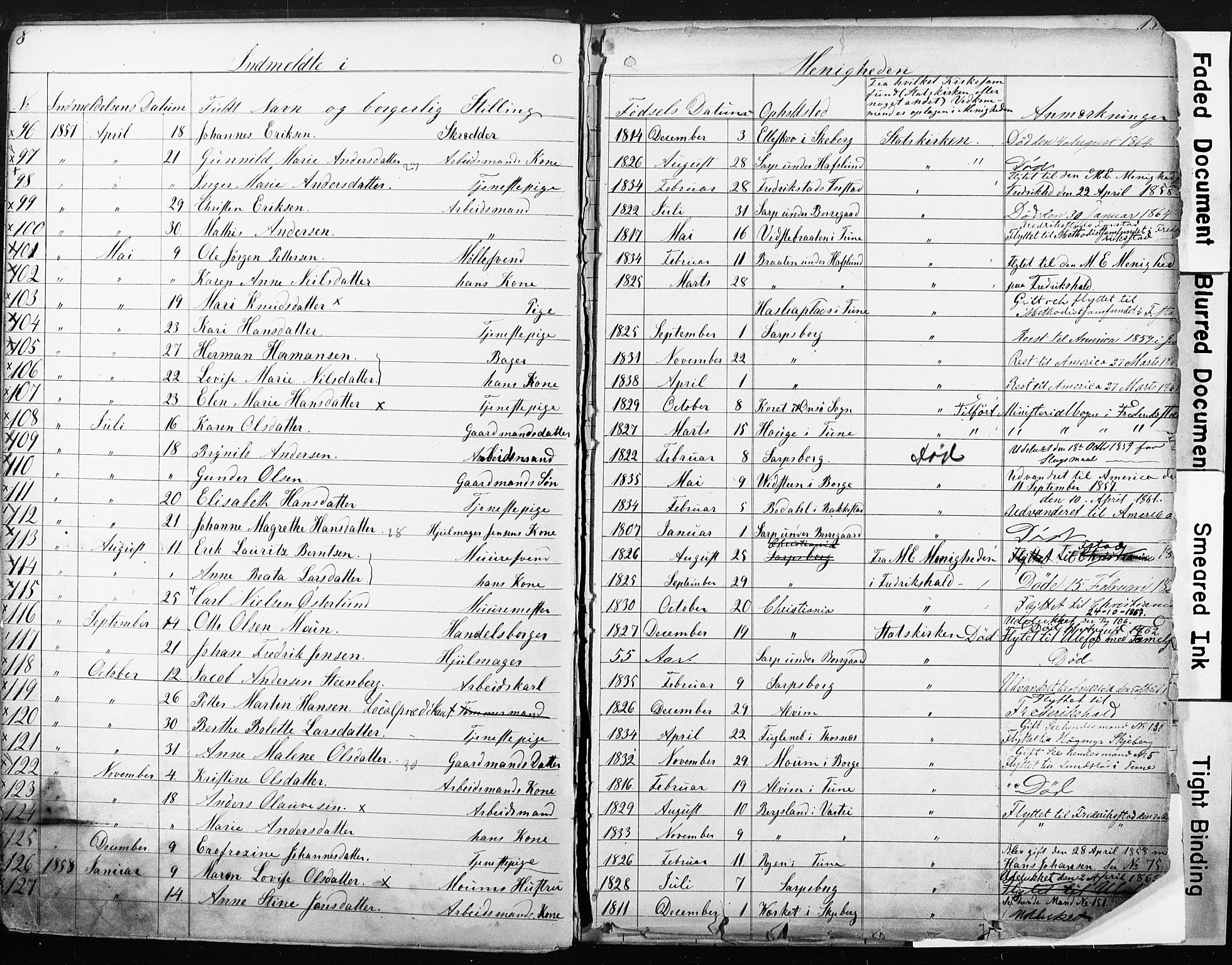 Sarpsborg metodistkirke, SAO/PAO-0233/A/L0001: Dissenter register no. 1, 1856-1875, p. 8-9
