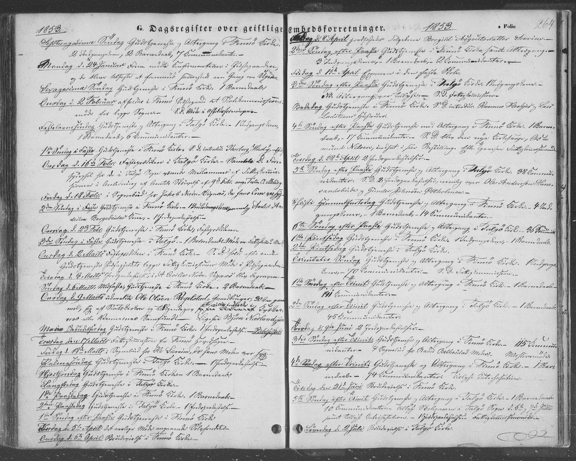 Finnøy sokneprestkontor, AV/SAST-A-101825/H/Ha/Haa/L0007: Parish register (official) no. A 7, 1847-1862, p. 264