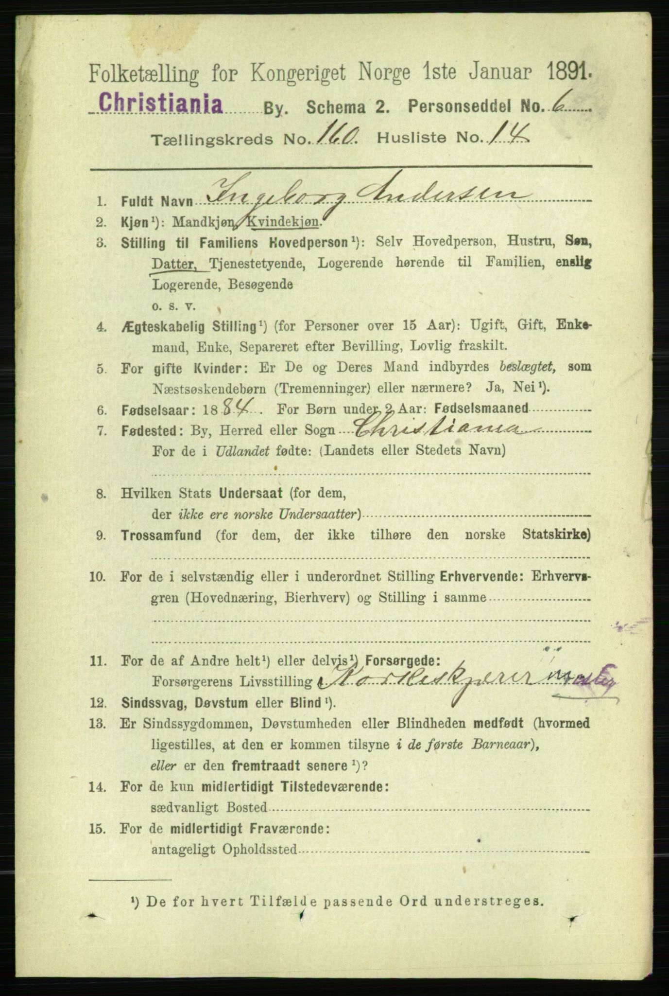 RA, 1891 census for 0301 Kristiania, 1891, p. 91033