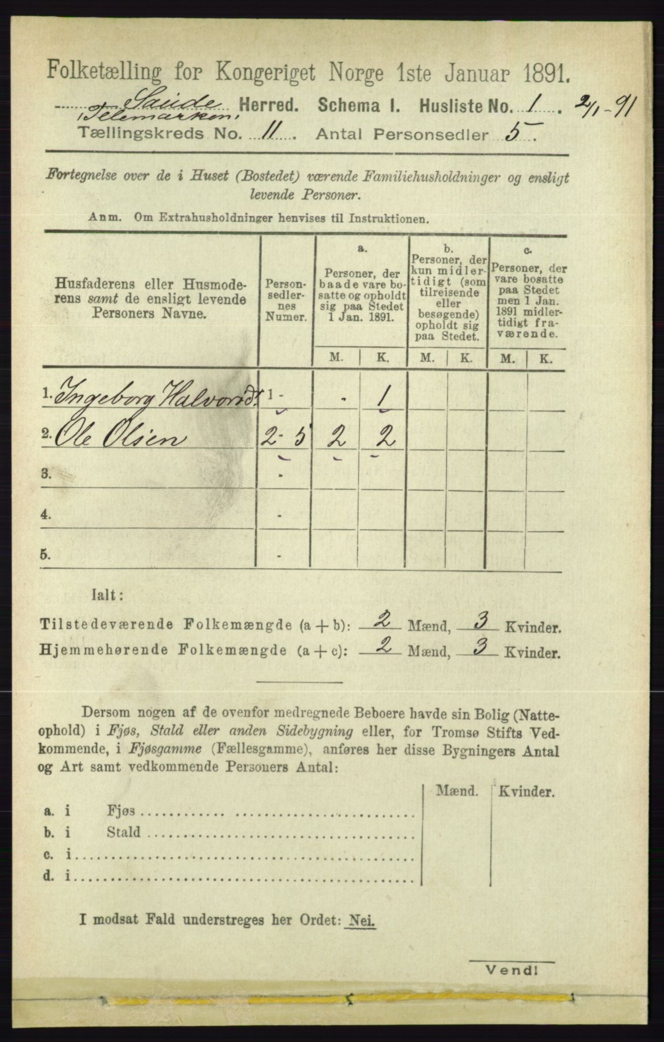 RA, 1891 census for 0822 Sauherad, 1891, p. 3341