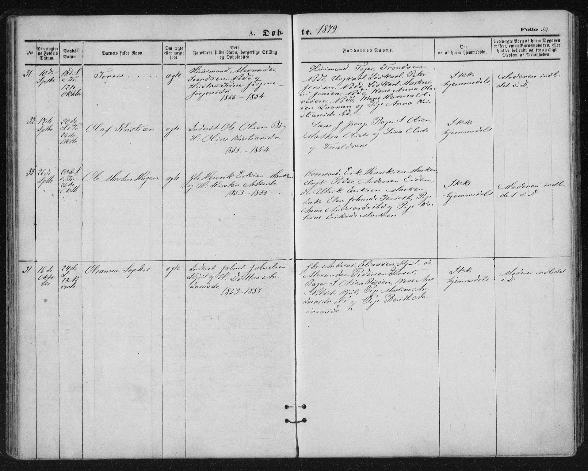 Ministerialprotokoller, klokkerbøker og fødselsregistre - Nordland, SAT/A-1459/816/L0241: Parish register (official) no. 816A07, 1870-1885, p. 59