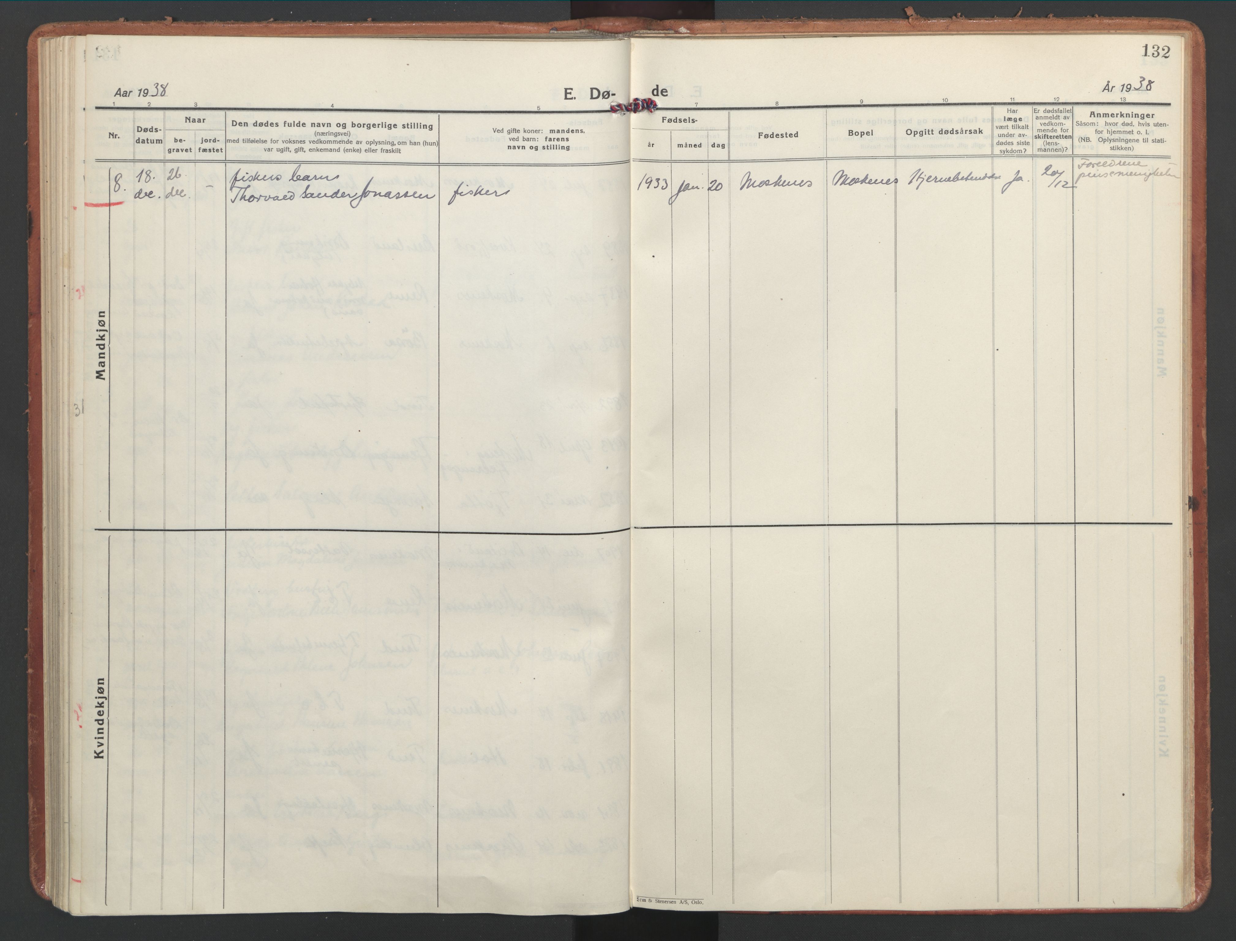 Ministerialprotokoller, klokkerbøker og fødselsregistre - Nordland, AV/SAT-A-1459/886/L1223: Parish register (official) no. 886A05, 1926-1938, p. 132