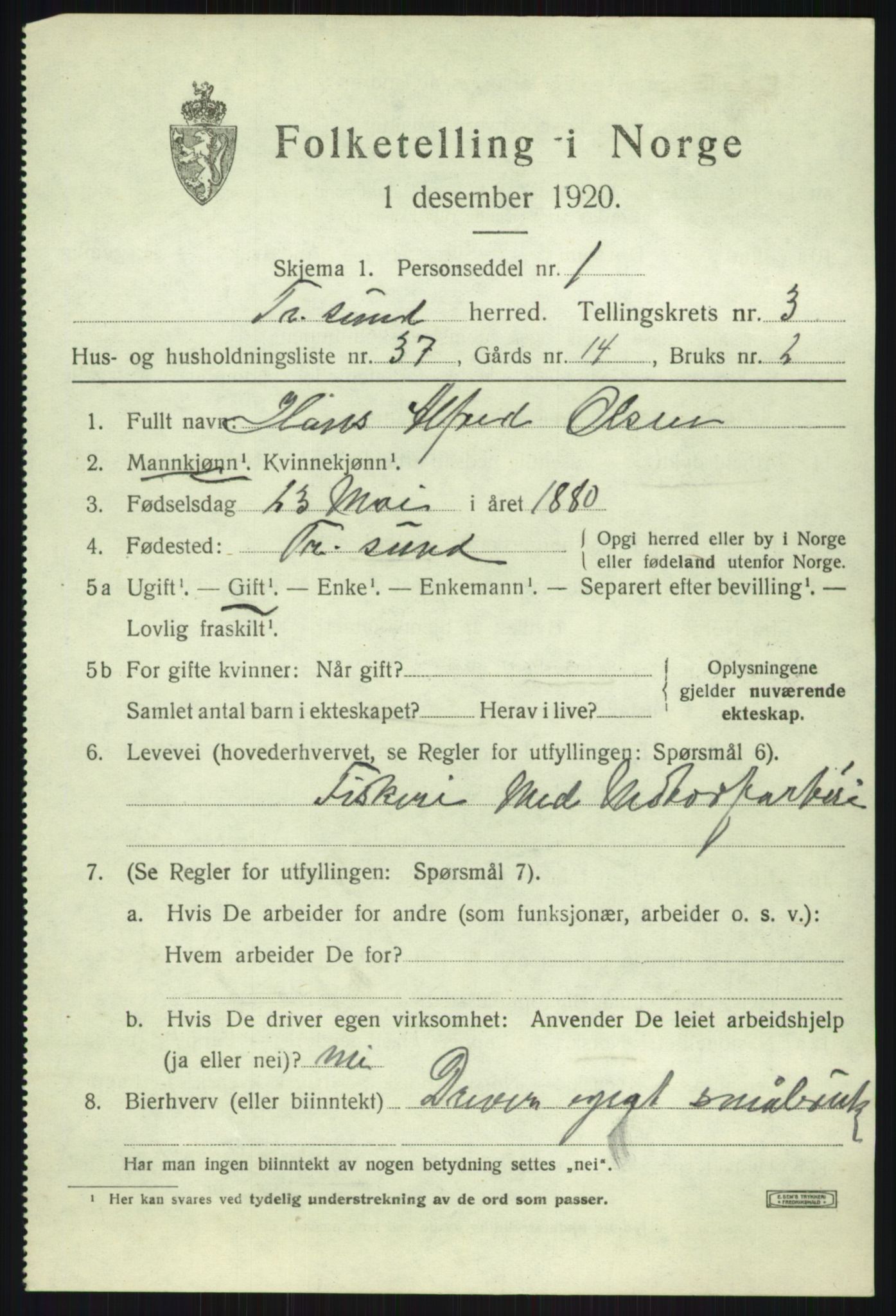 SATØ, 1920 census for Tromsøysund, 1920, p. 3180