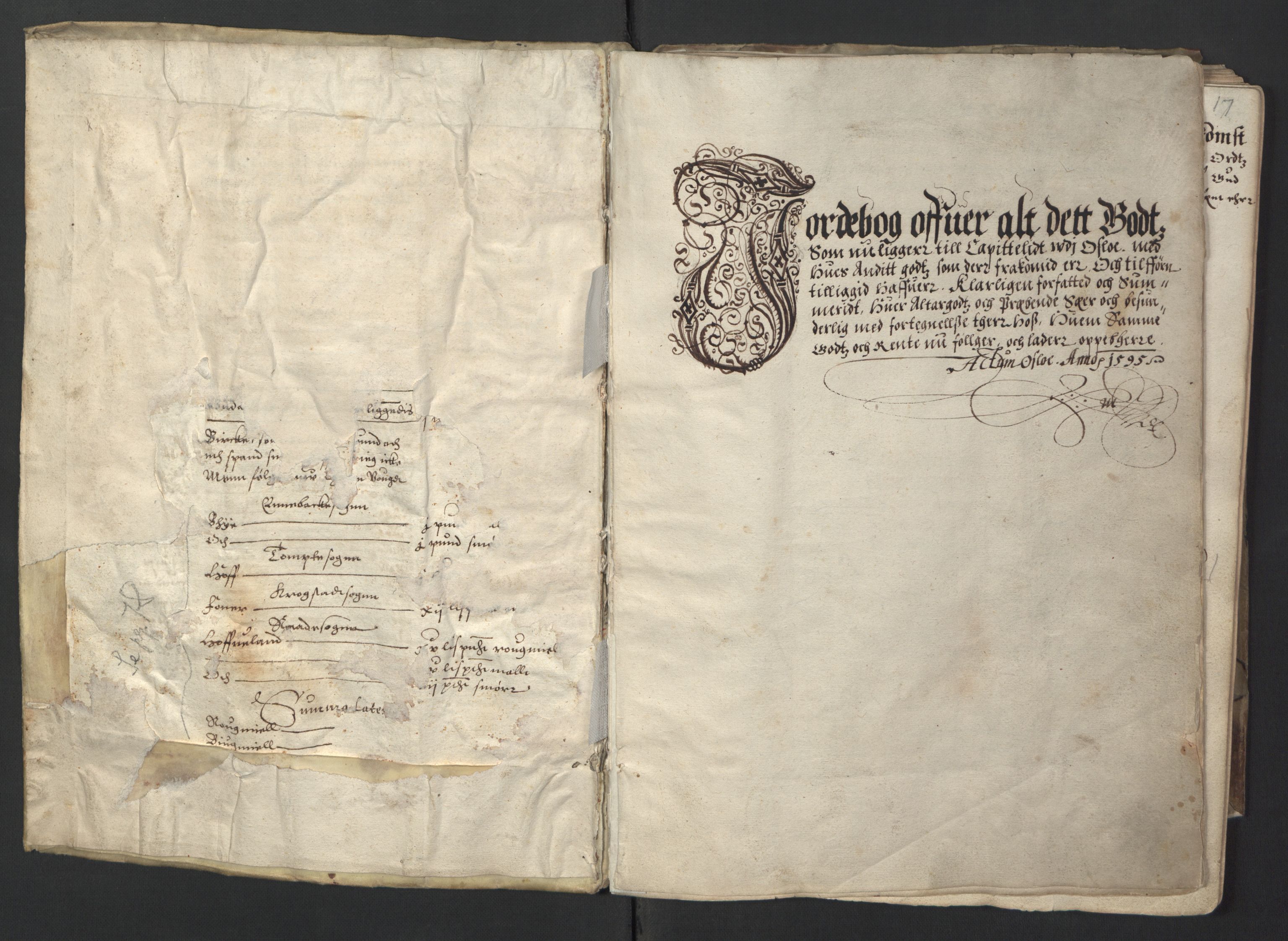 Stattholderembetet 1572-1771, AV/RA-EA-2870/Ek/L0001/0001: Jordebøker før 1624 og til utligning av garnisonsskatt 1624-1626: / Jordebok for Oslo kapitel, 1595, p. 3