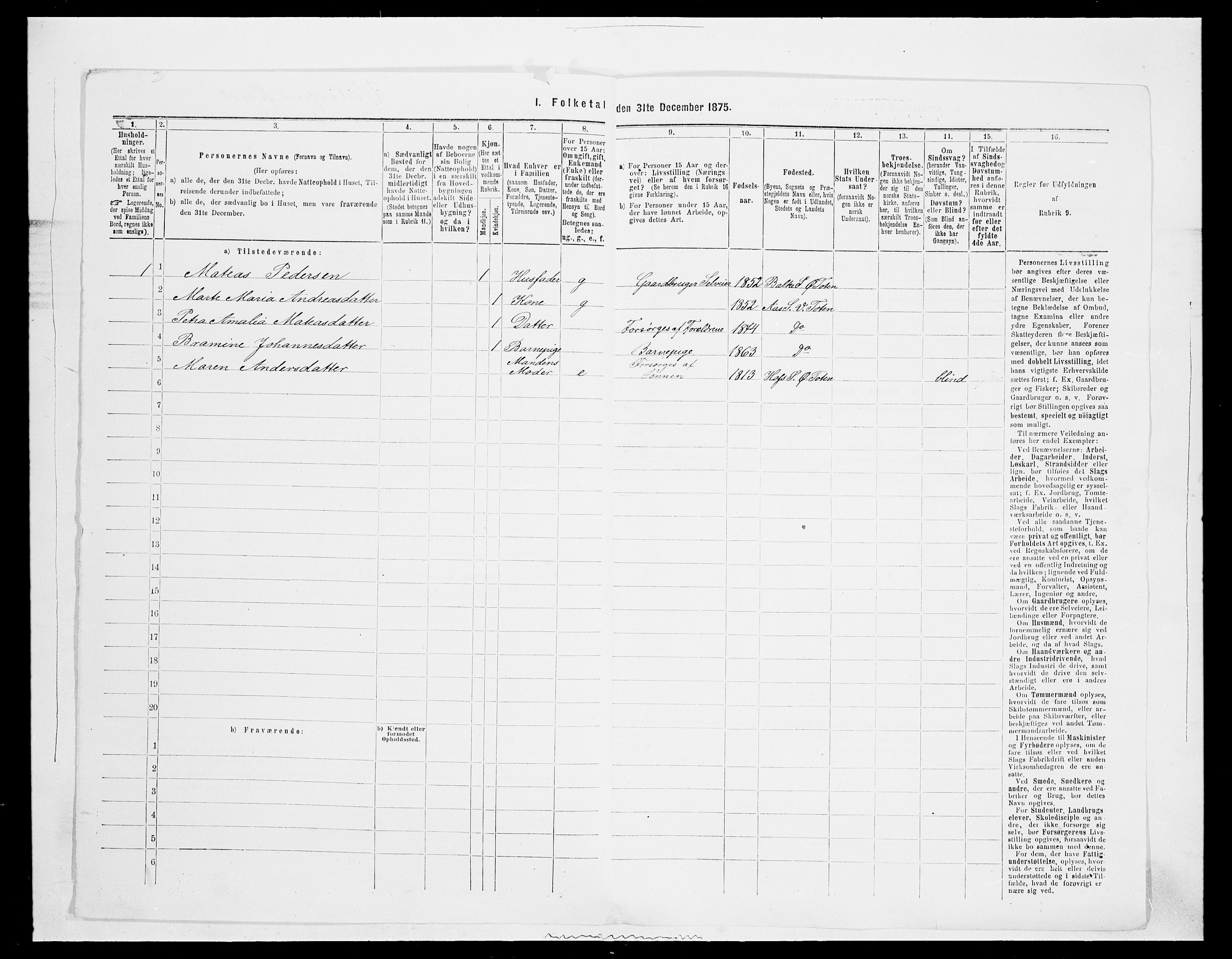 SAH, 1875 census for 0529P Vestre Toten, 1875, p. 908