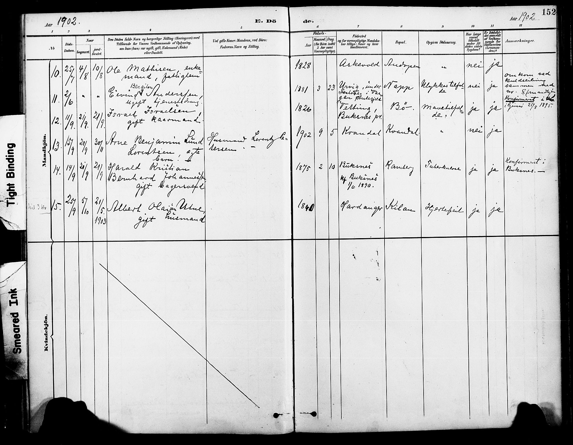 Ministerialprotokoller, klokkerbøker og fødselsregistre - Nordland, AV/SAT-A-1459/885/L1205: Parish register (official) no. 885A06, 1892-1905, p. 152