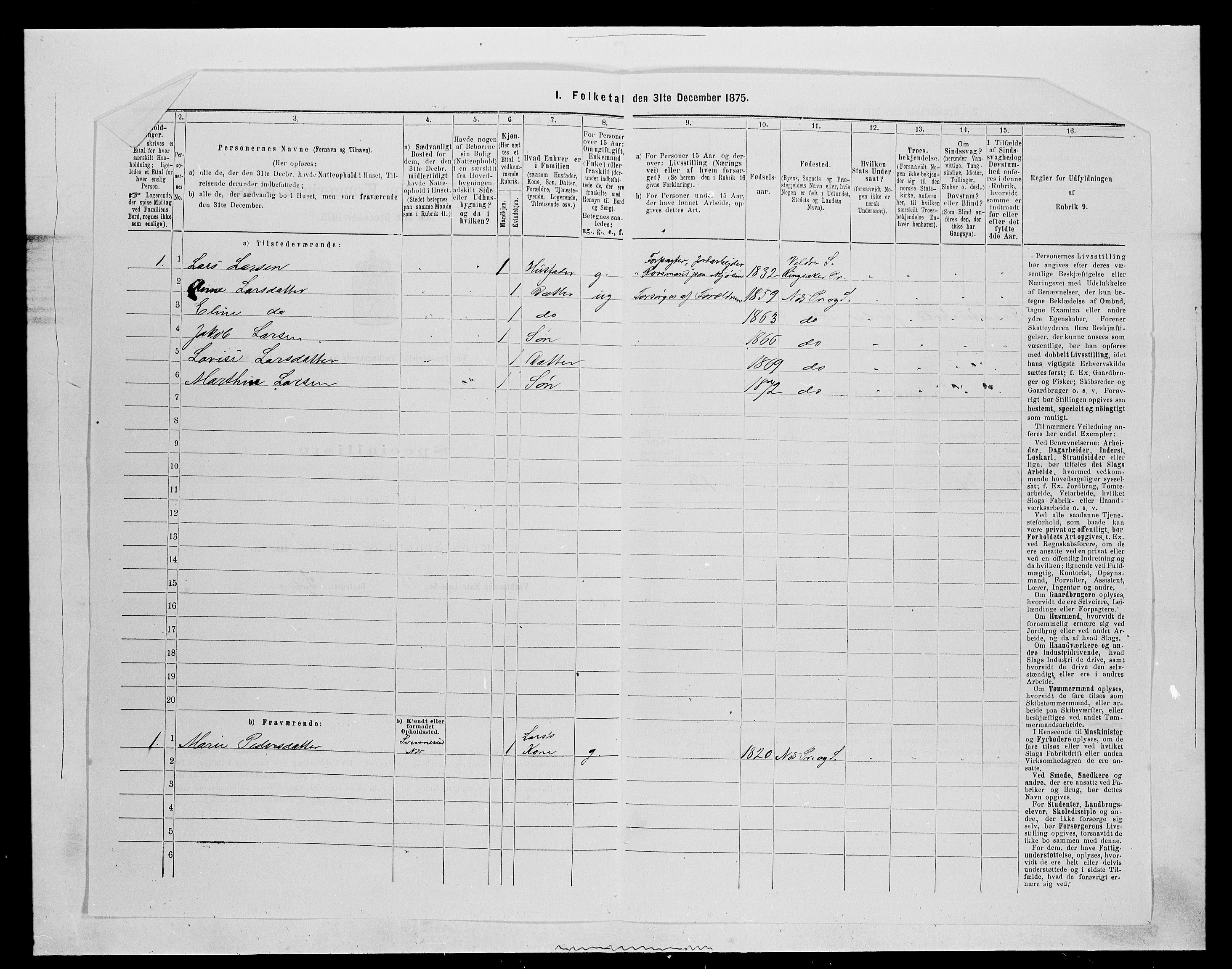 SAH, 1875 census for 0411P Nes, 1875, p. 326