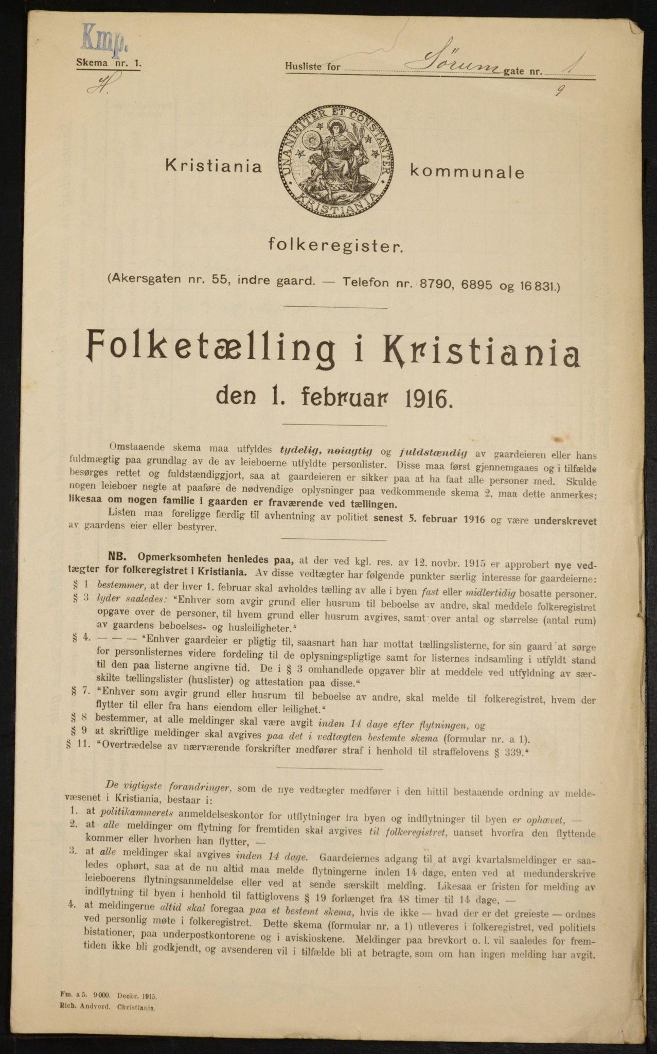 OBA, Municipal Census 1916 for Kristiania, 1916, p. 109887