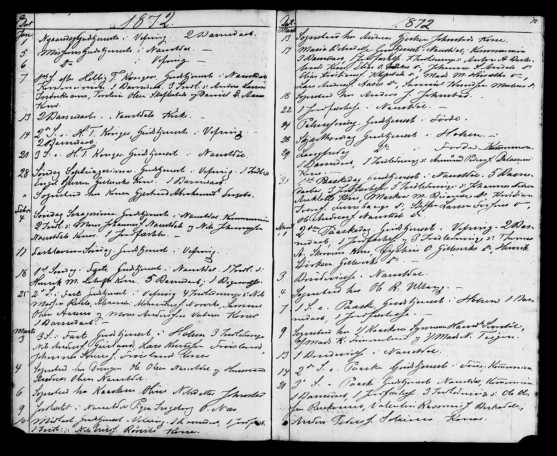 Førde sokneprestembete, SAB/A-79901: Curate's parish register no. A 1, 1870-1881, p. 12-13
