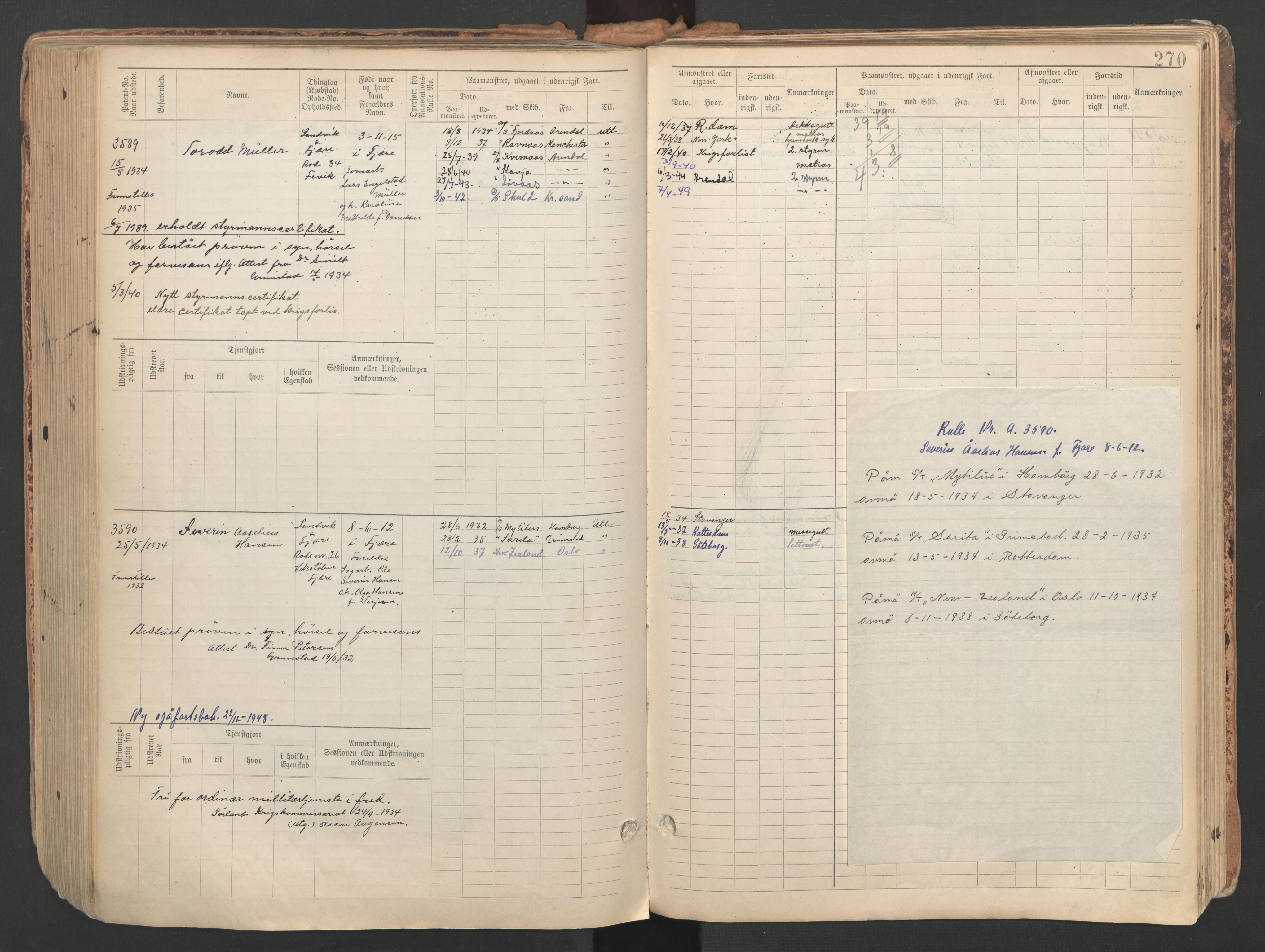 Grimstad mønstringskrets, SAK/2031-0013/F/Fb/L0013: Hovedrulle A nr 3052-3814, V-26, 1900-1943, p. 292