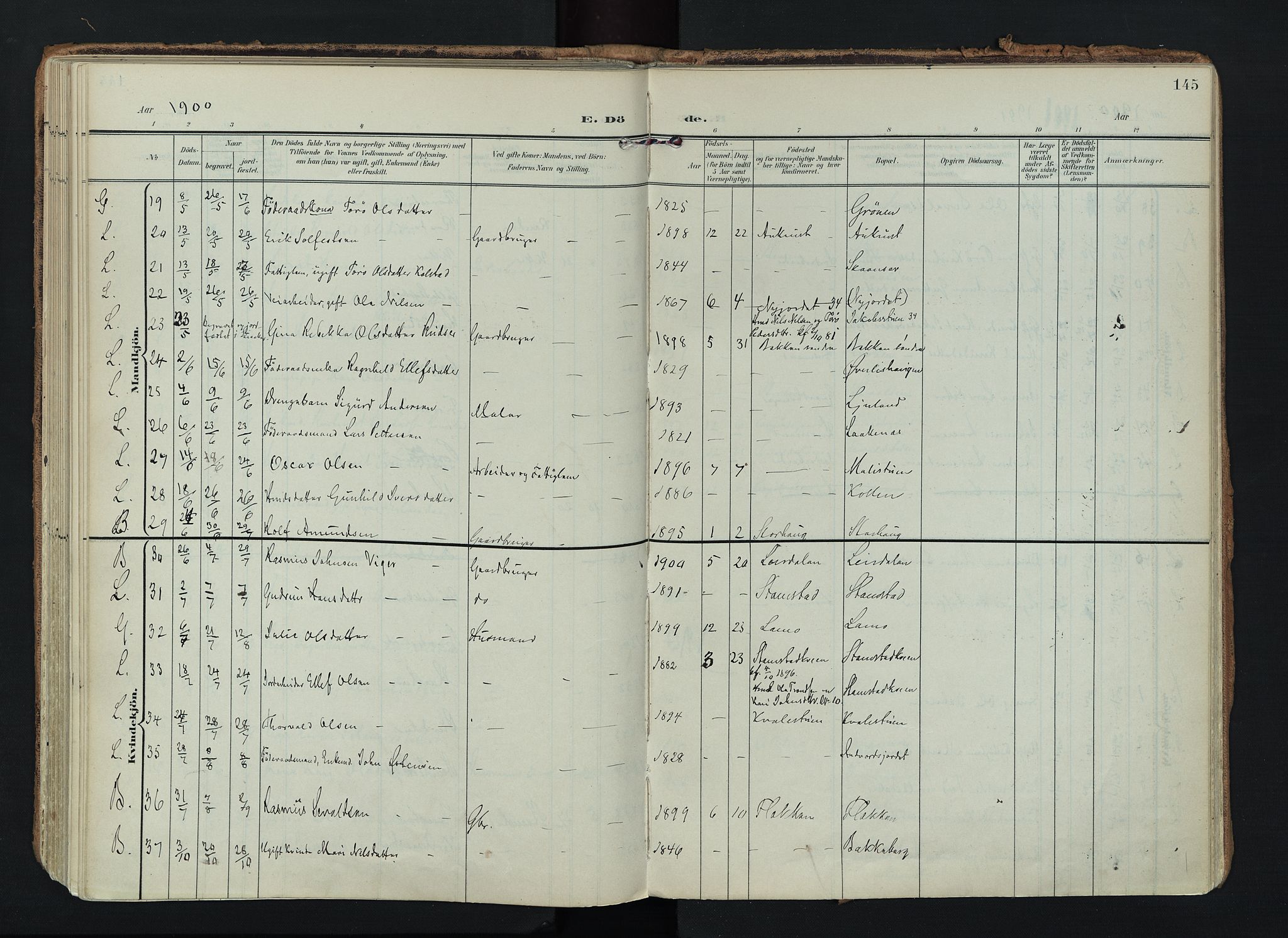 Lom prestekontor, SAH/PREST-070/K/L0010: Parish register (official) no. 10, 1899-1926, p. 145