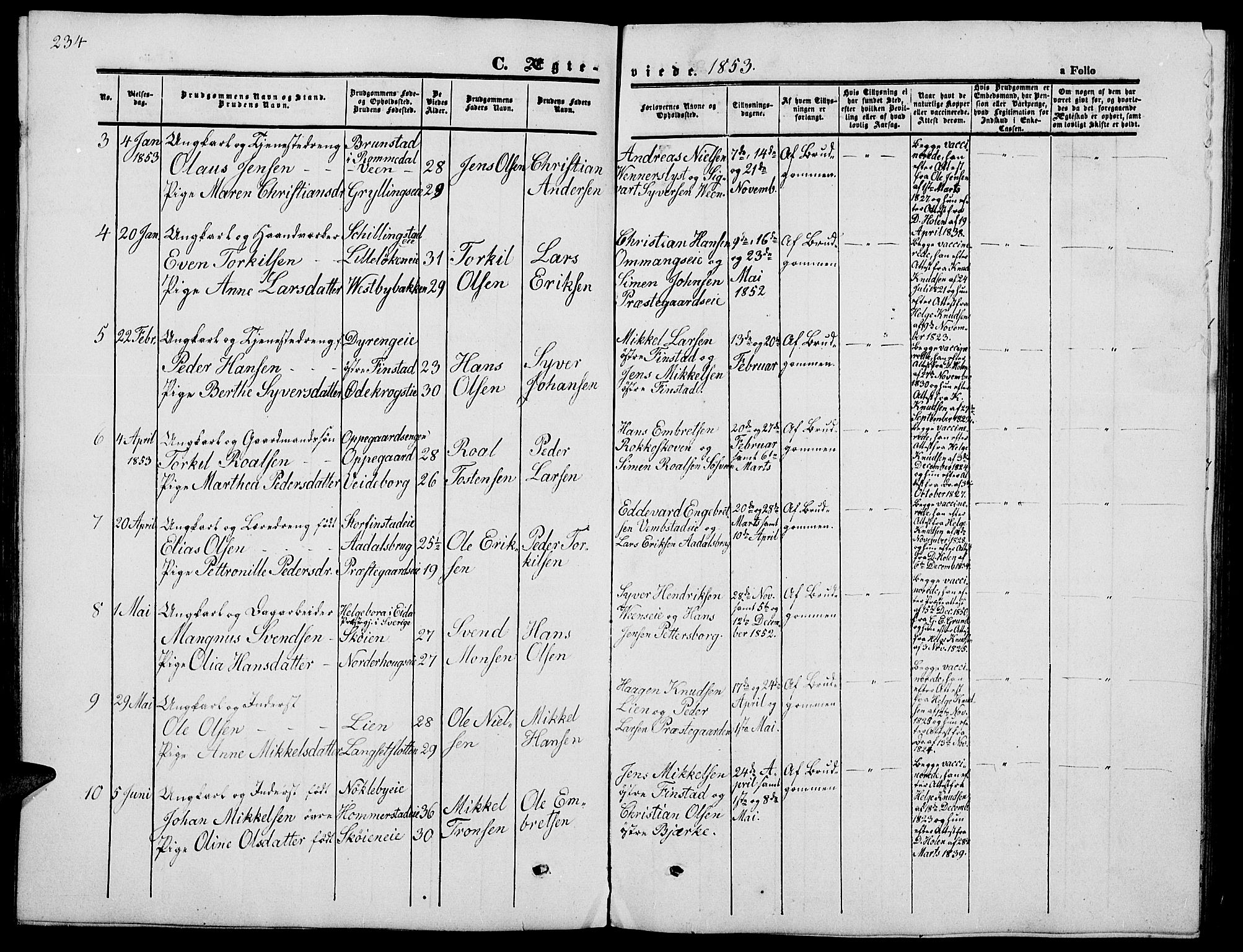 Løten prestekontor, AV/SAH-PREST-022/L/La/L0003: Parish register (copy) no. 3, 1850-1862, p. 234