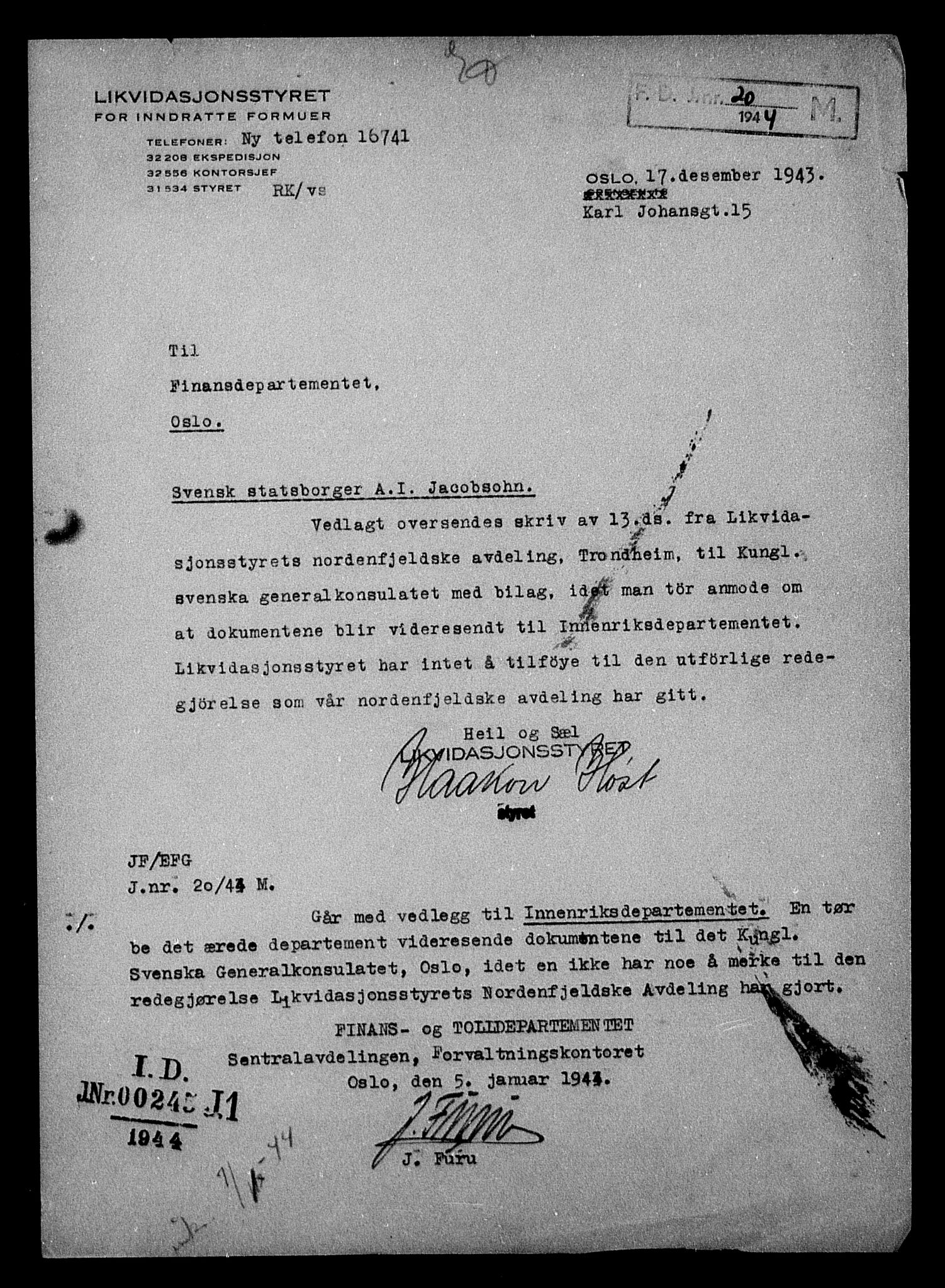 Justisdepartementet, Tilbakeføringskontoret for inndratte formuer, AV/RA-S-1564/H/Hc/Hca/L0898: --, 1945-1947, p. 555