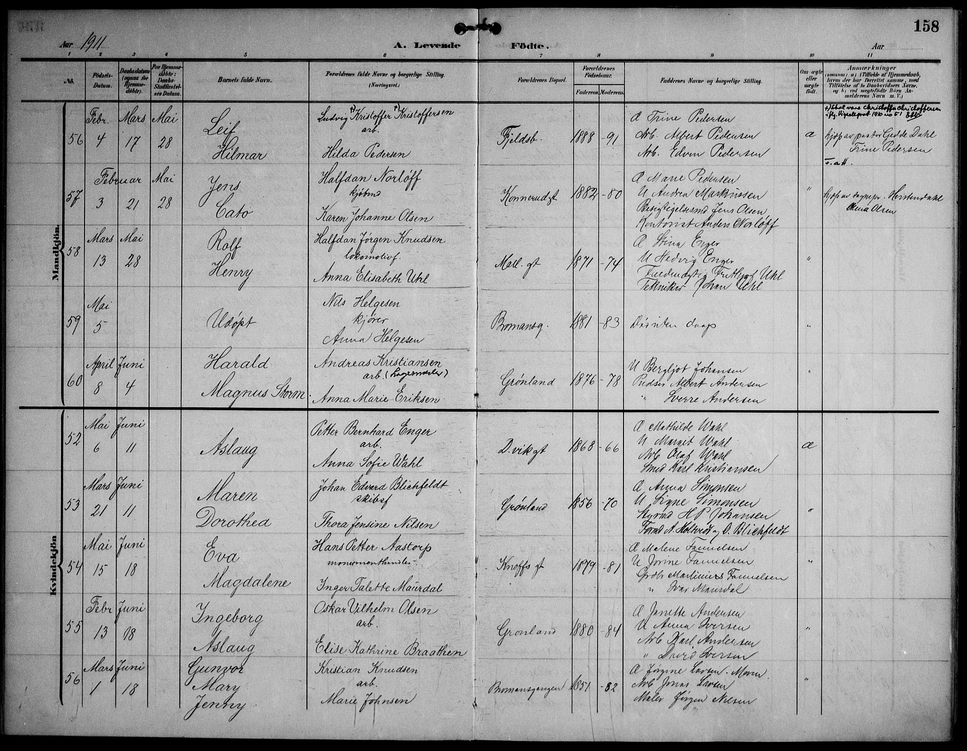 Strømsø kirkebøker, SAKO/A-246/F/Fa/L0026: Parish register (official) no. I 26, 1905-1914, p. 158