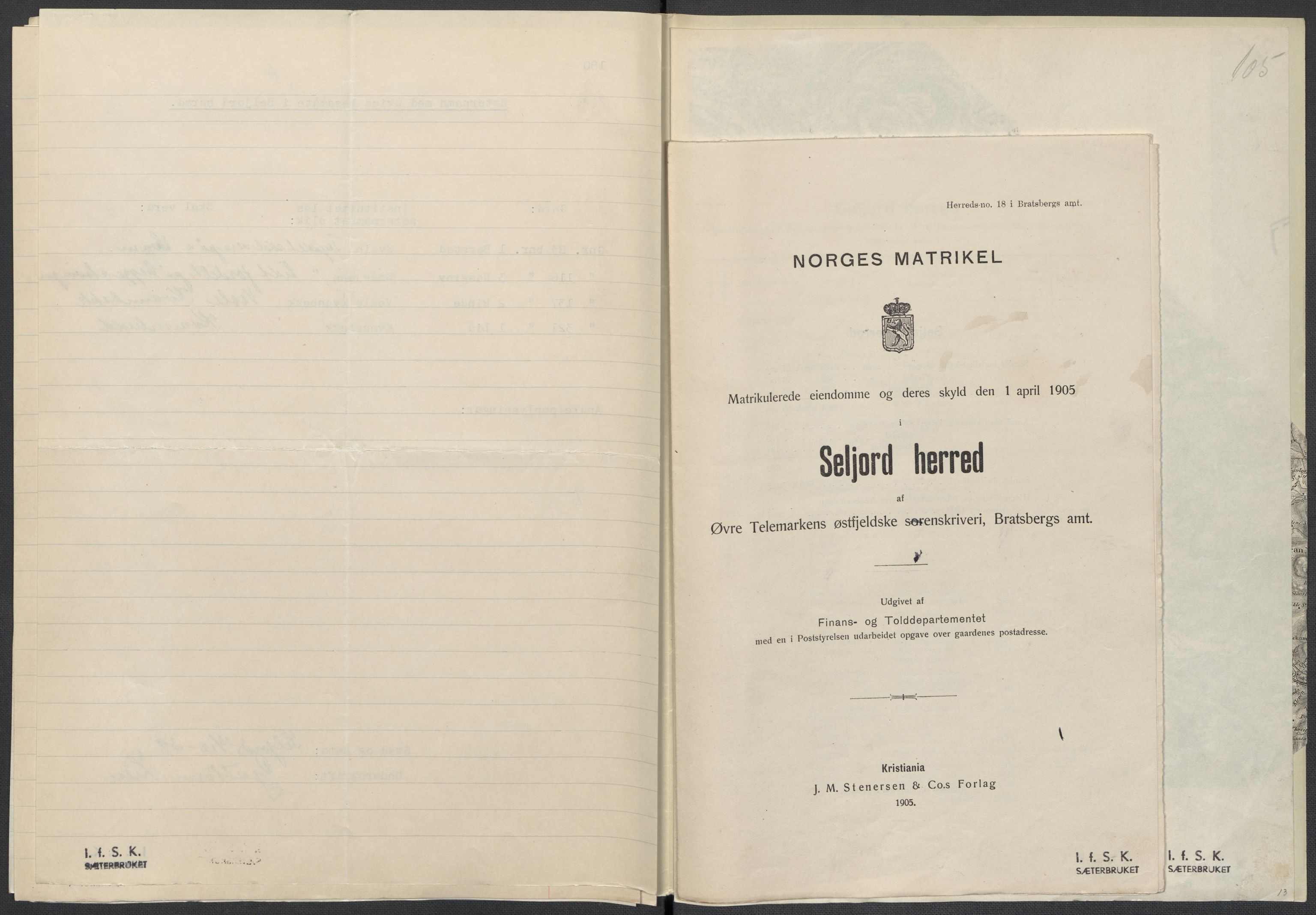 Instituttet for sammenlignende kulturforskning, AV/RA-PA-0424/F/Fc/L0007/0001: Eske B7: / Telemark (perm XVI), 1934-1936, p. 105