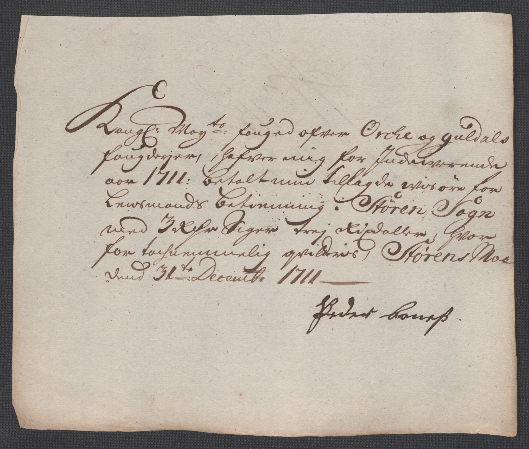 Rentekammeret inntil 1814, Reviderte regnskaper, Fogderegnskap, AV/RA-EA-4092/R60/L3962: Fogderegnskap Orkdal og Gauldal, 1711, p. 321