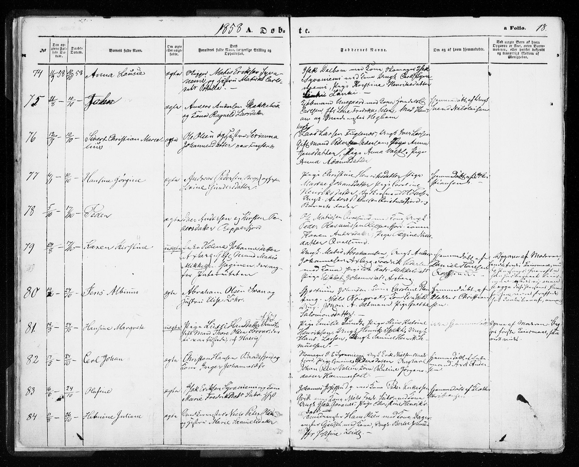 Hammerfest sokneprestkontor, SATØ/S-1347/H/Ha/L0005.kirke: Parish register (official) no. 5, 1857-1869, p. 18