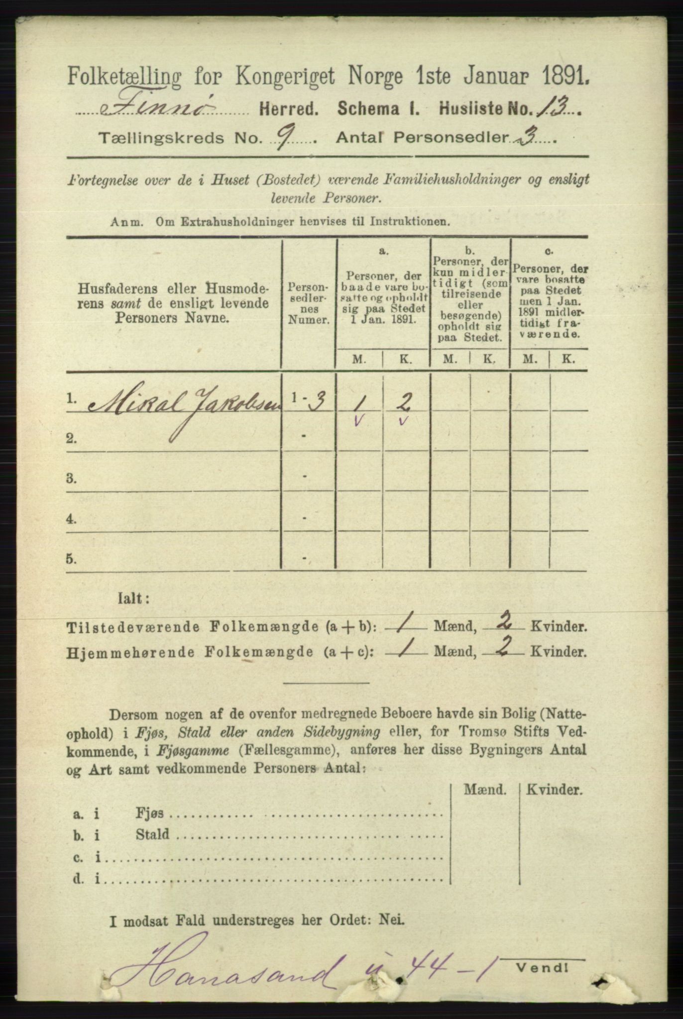 RA, 1891 census for 1141 Finnøy, 1891, p. 1860