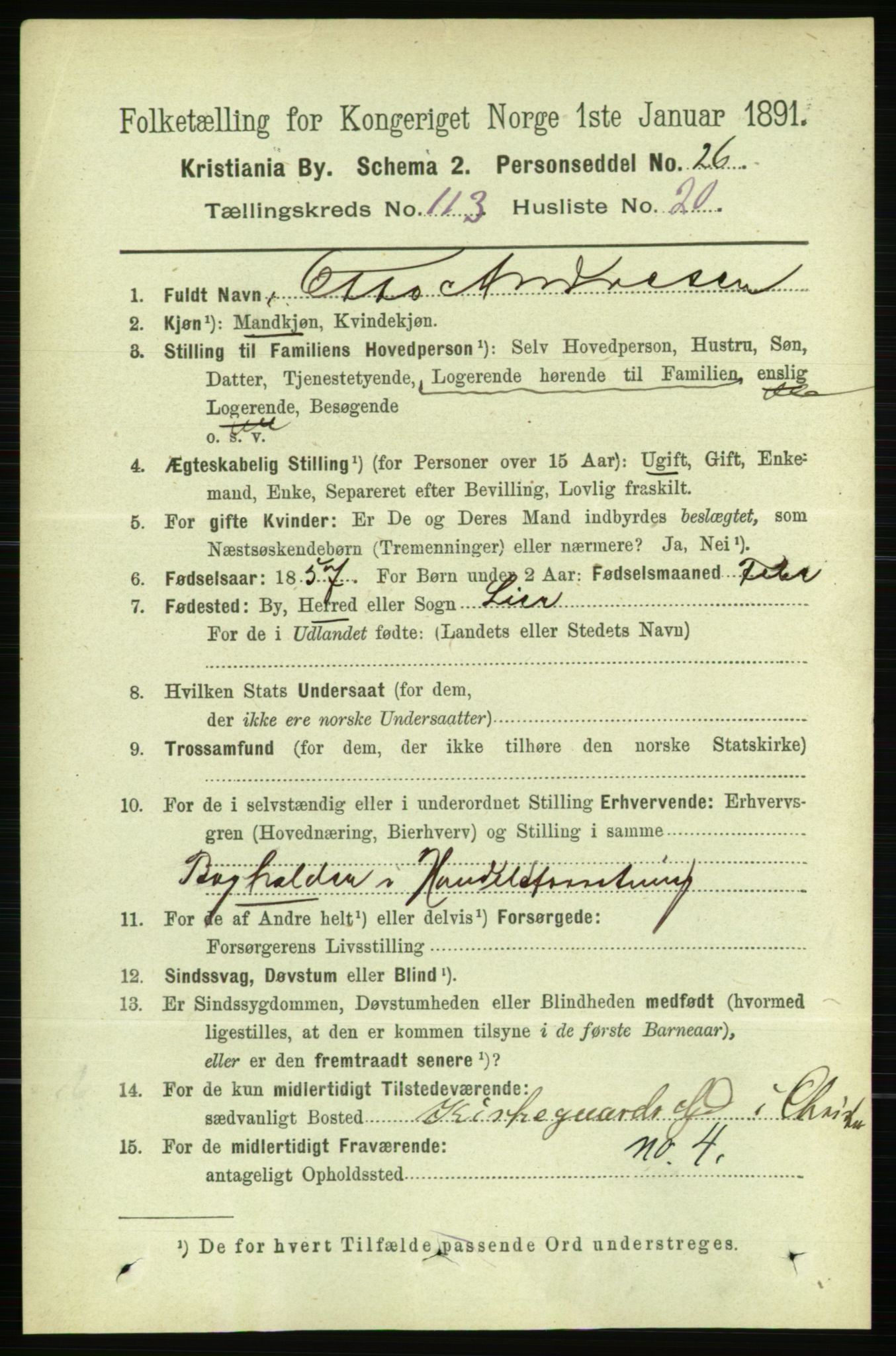 RA, 1891 census for 0301 Kristiania, 1891, p. 60636