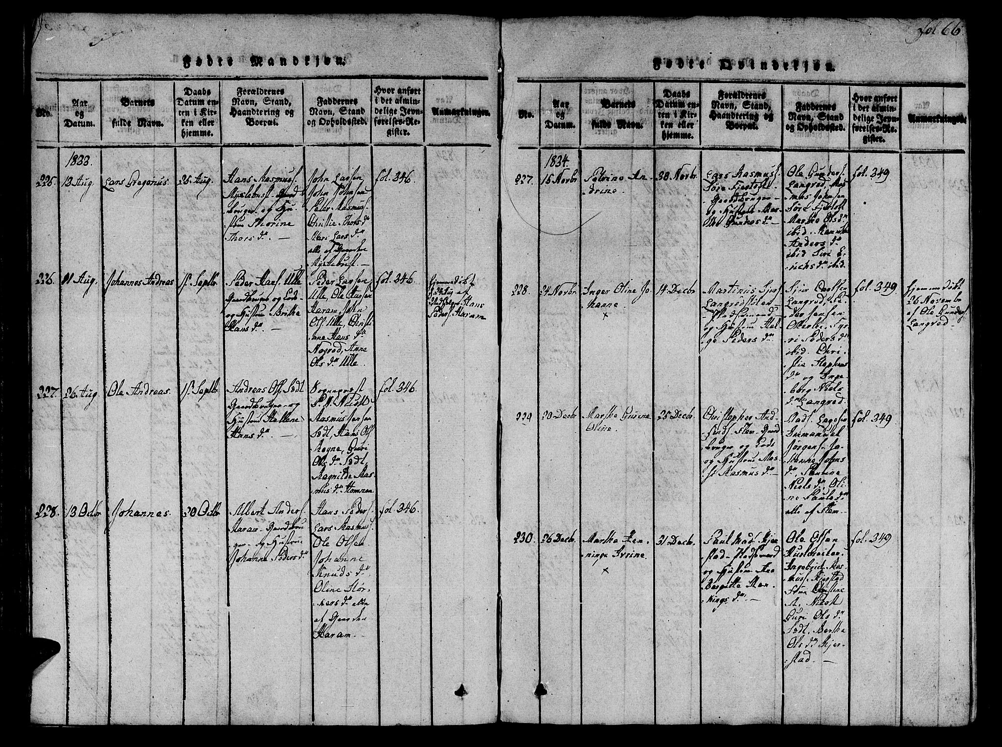 Ministerialprotokoller, klokkerbøker og fødselsregistre - Møre og Romsdal, SAT/A-1454/536/L0495: Parish register (official) no. 536A04, 1818-1847, p. 66
