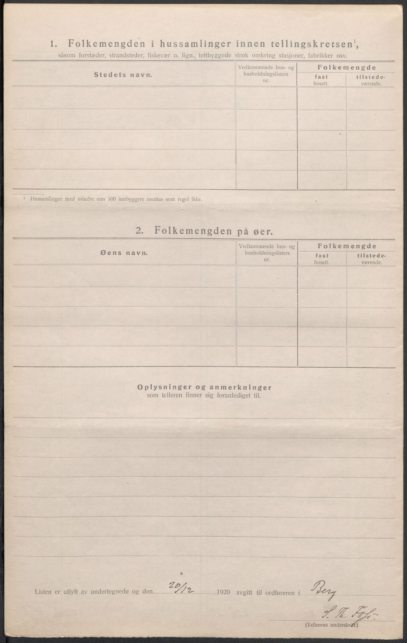 SAO, 1920 census for Berg, 1920, p. 21