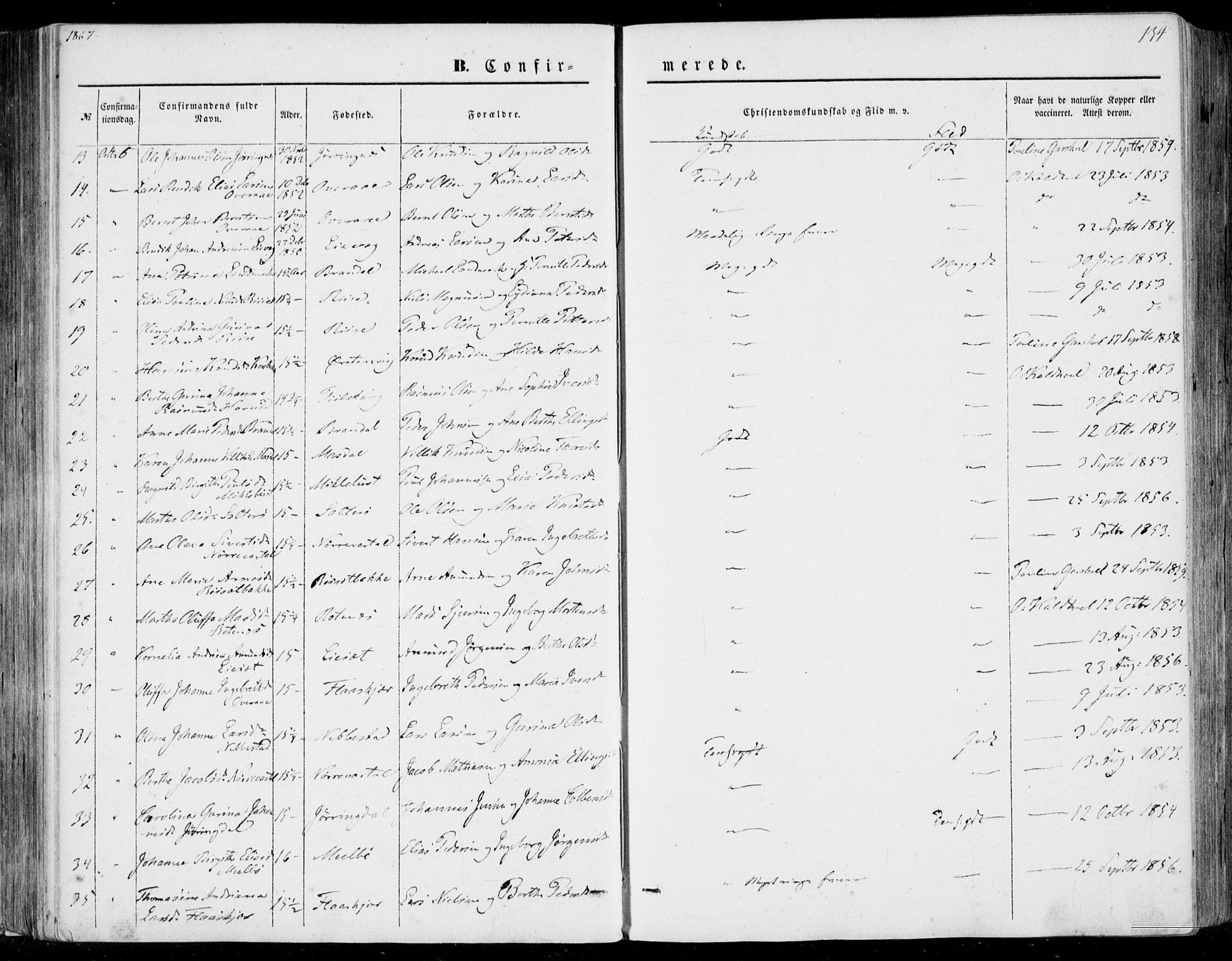 Ministerialprotokoller, klokkerbøker og fødselsregistre - Møre og Romsdal, SAT/A-1454/510/L0121: Parish register (official) no. 510A01, 1848-1877, p. 134