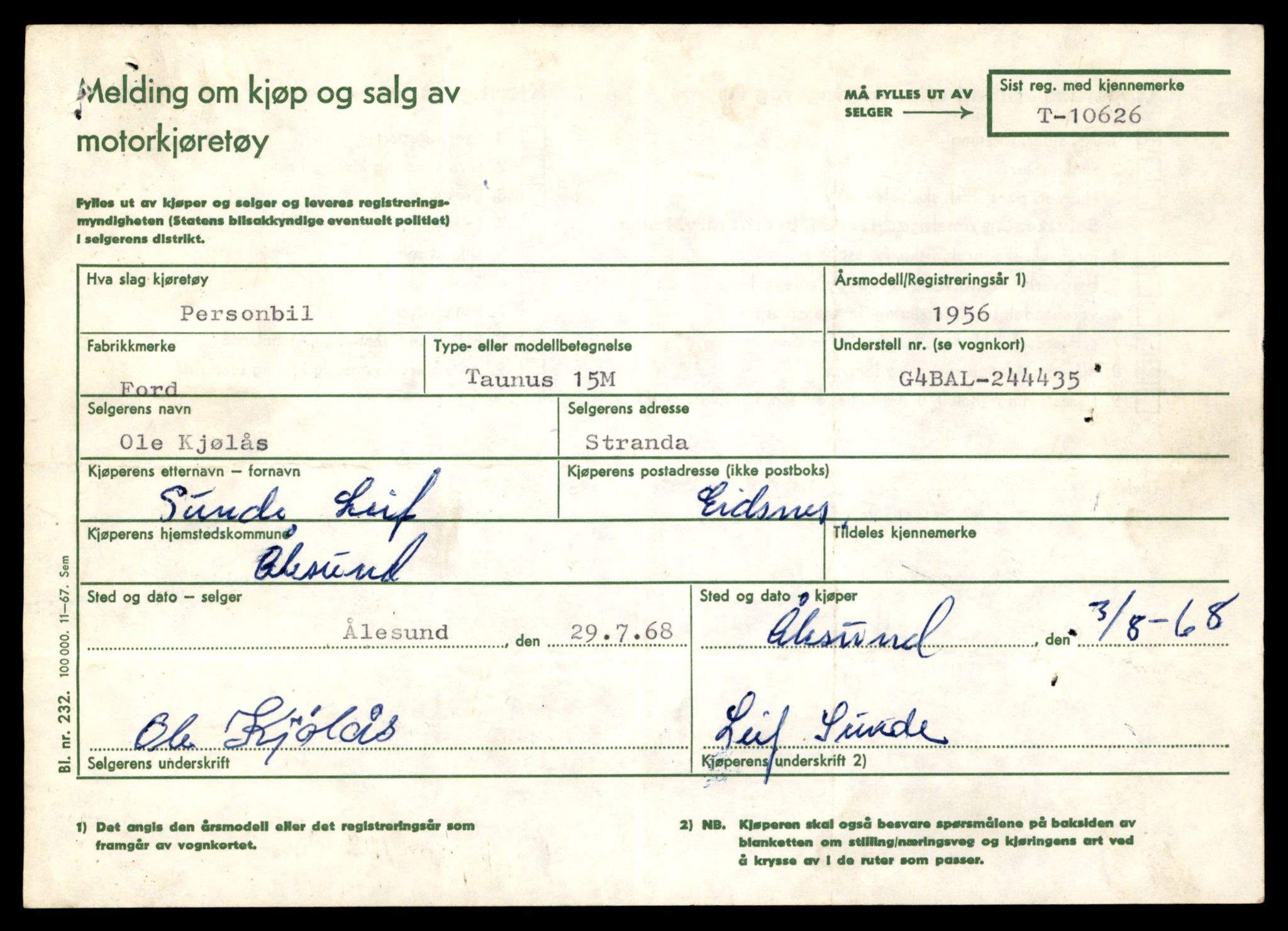 Møre og Romsdal vegkontor - Ålesund trafikkstasjon, AV/SAT-A-4099/F/Fe/L0022: Registreringskort for kjøretøy T 10584 - T 10694, 1927-1998, p. 1363