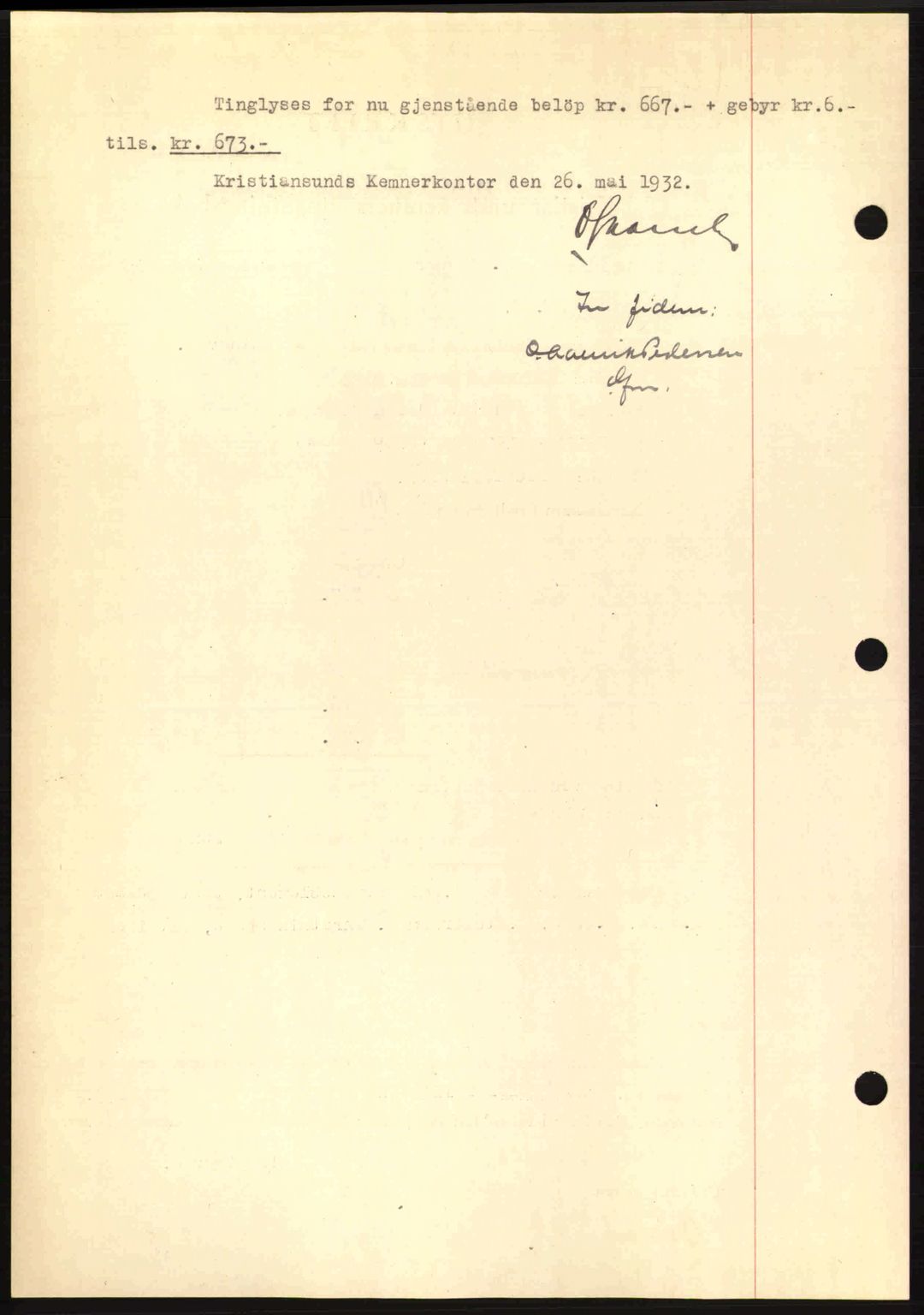 Kristiansund byfogd, AV/SAT-A-4587/A/27: Mortgage book no. 26, 1931-1933, Deed date: 03.06.1932