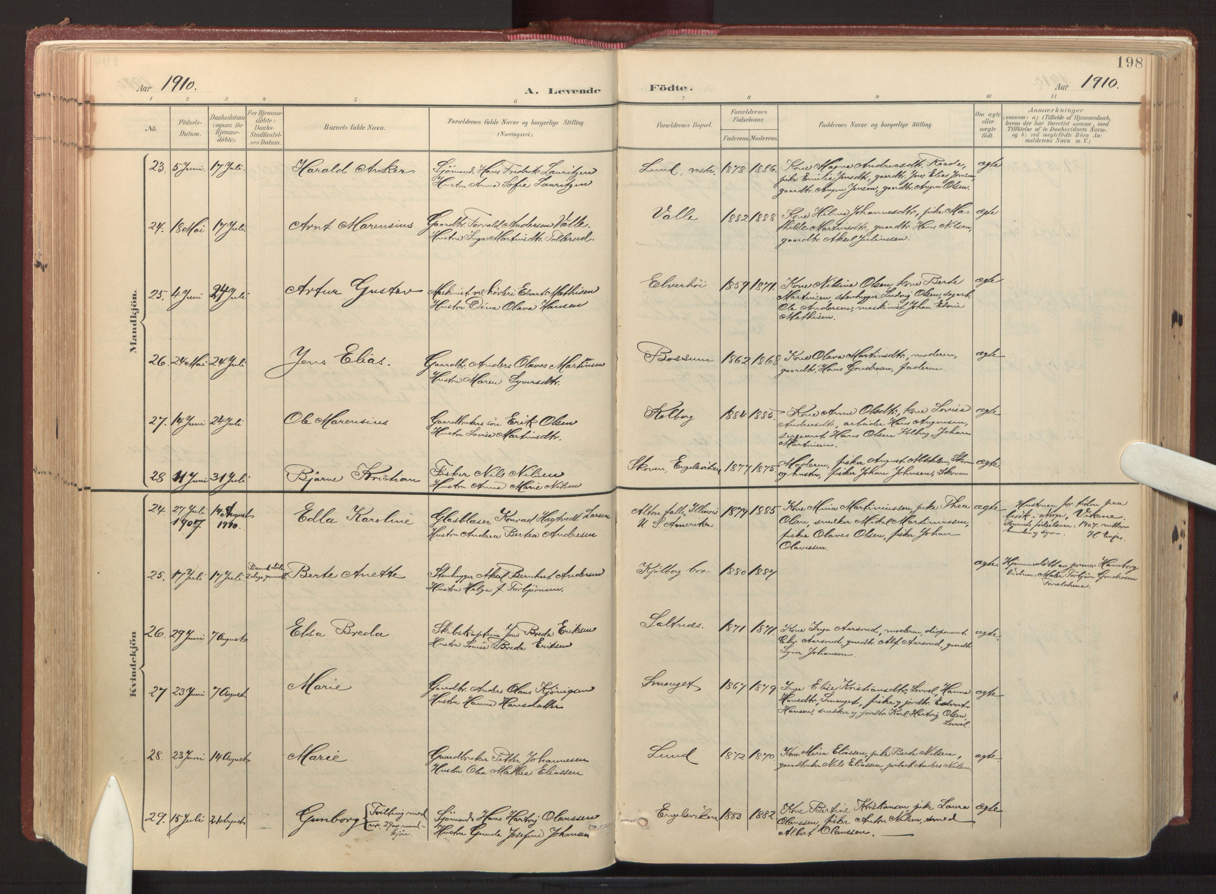 Onsøy prestekontor Kirkebøker, AV/SAO-A-10914/F/Fa/L0008: Parish register (official) no. I 8, 1899-1923, p. 198