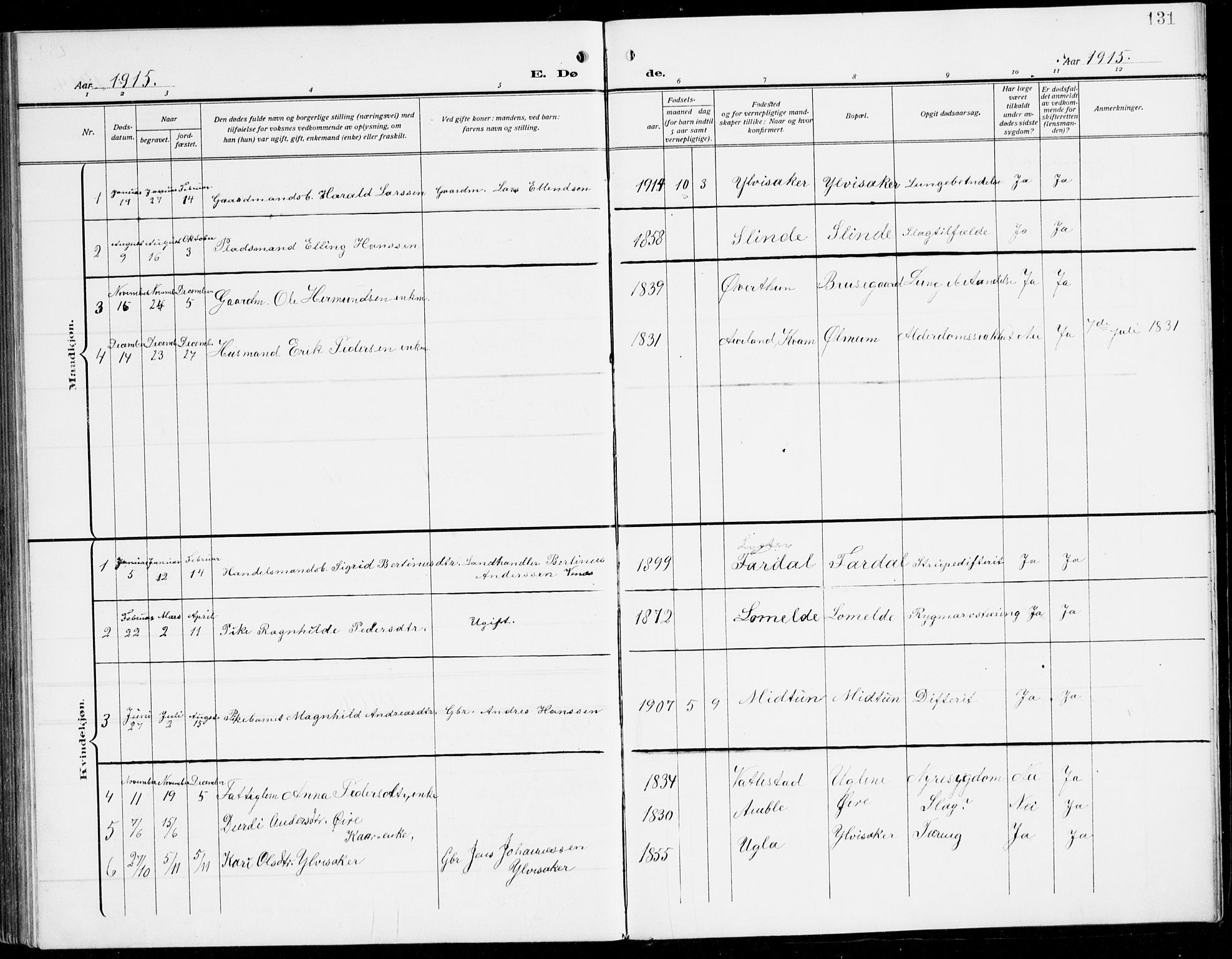 Sogndal sokneprestembete, SAB/A-81301/H/Hab/Habc/L0003: Parish register (copy) no. C 3, 1911-1942, p. 131