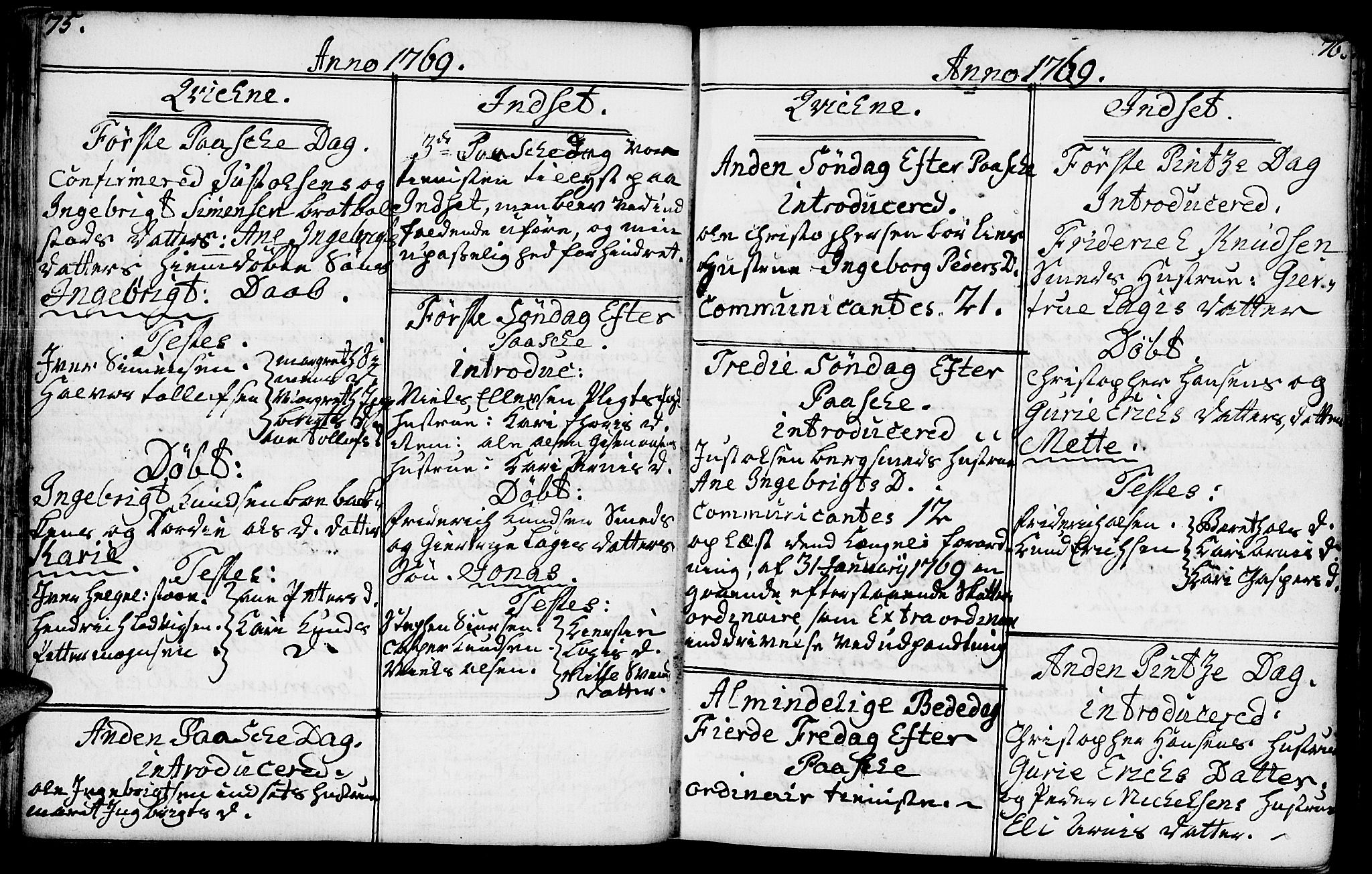 Kvikne prestekontor, AV/SAH-PREST-064/H/Ha/Haa/L0002: Parish register (official) no. 2, 1764-1784, p. 75-76