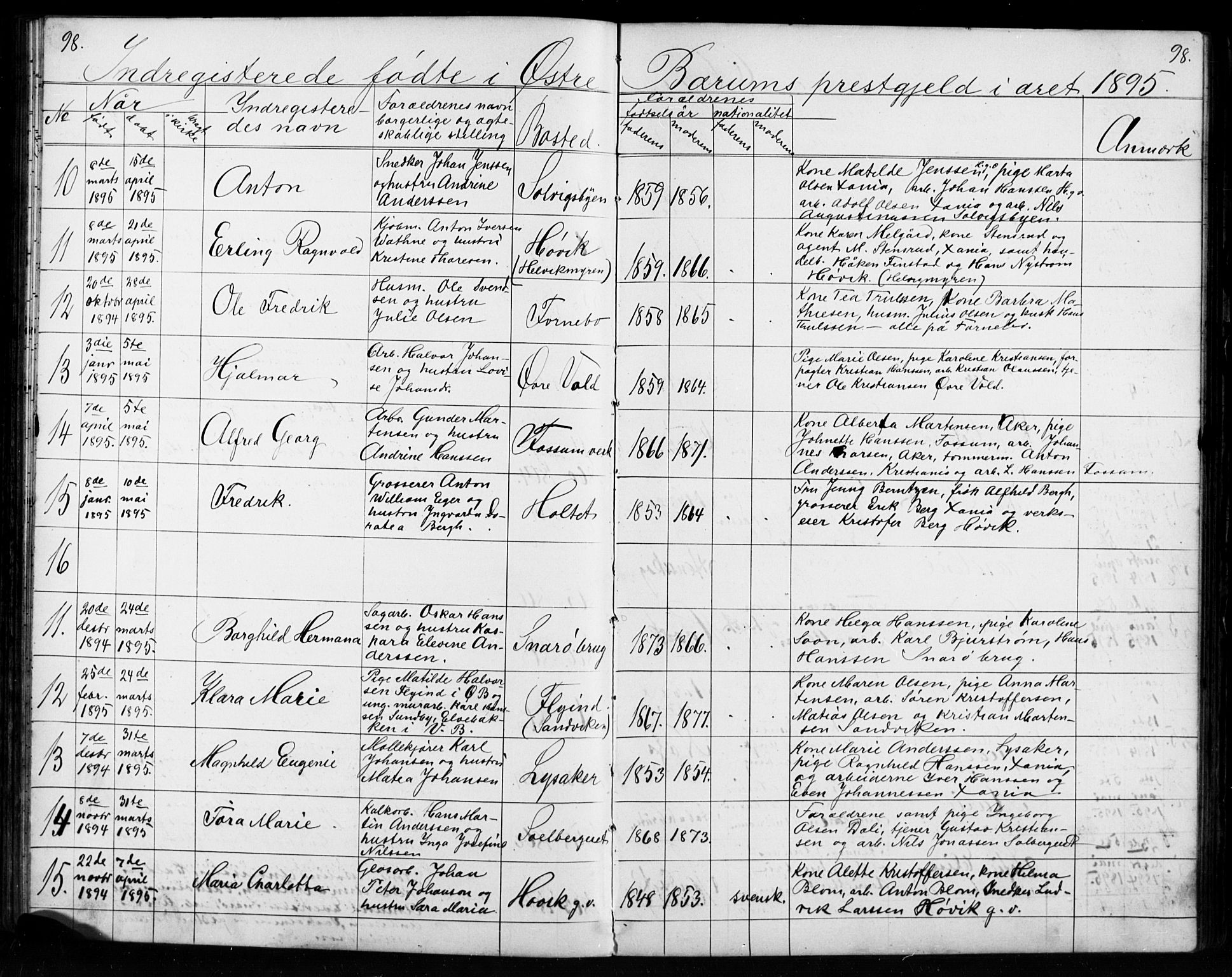 Asker prestekontor Kirkebøker, SAO/A-10256a/G/Gc/L0003: Parish register (copy) no. III 3, 1884-1897, p. 98