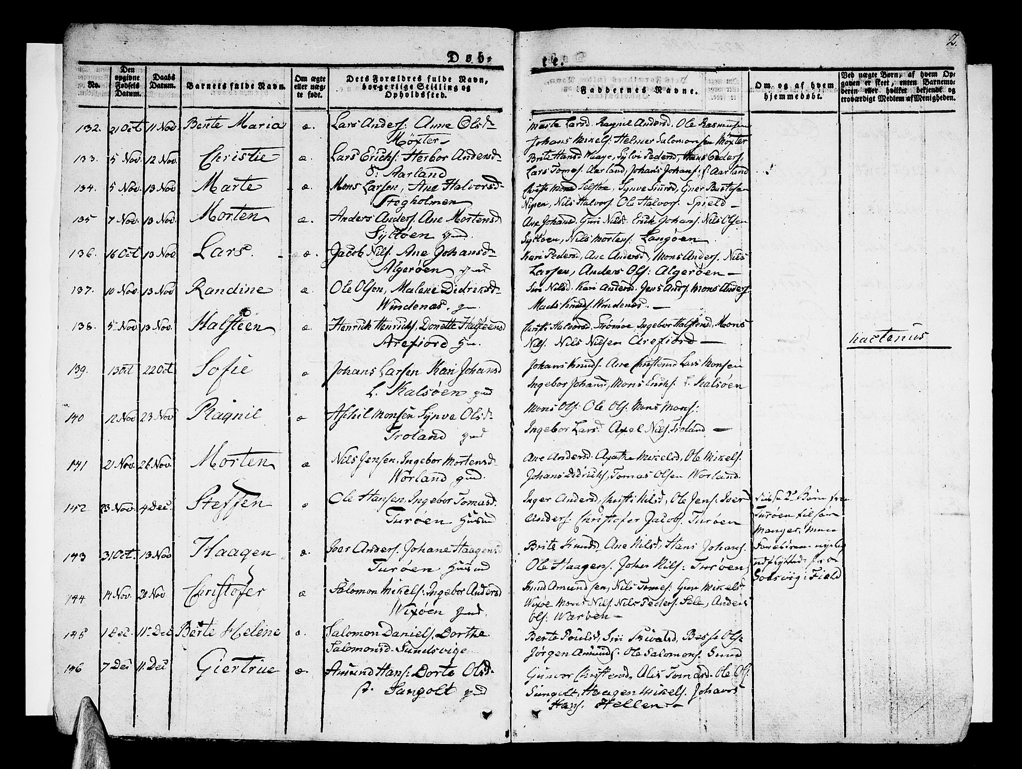 Sund sokneprestembete, AV/SAB-A-99930: Parish register (official) no. A 12, 1825-1835, p. 2