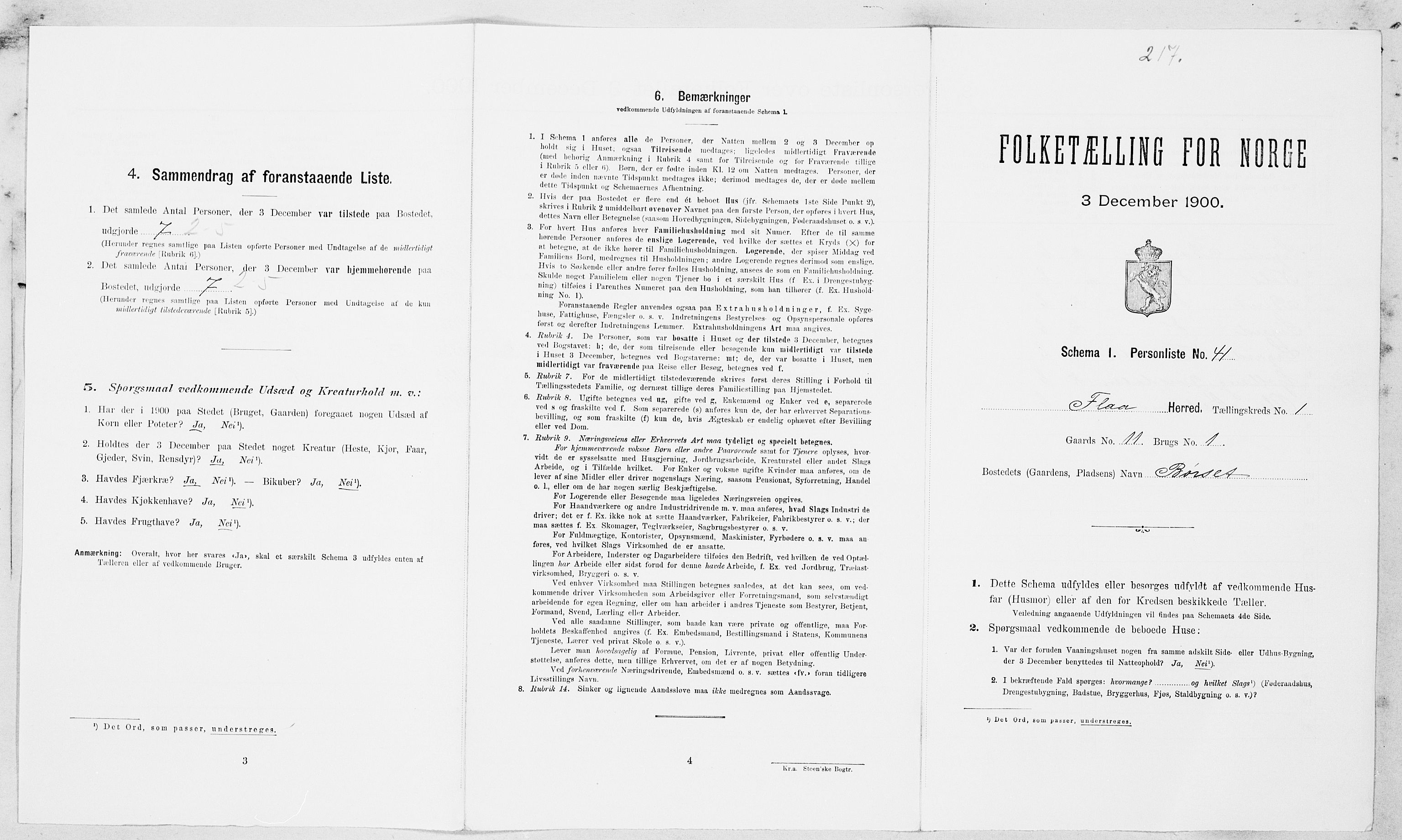 SAT, 1900 census for Flå, 1900, p. 96