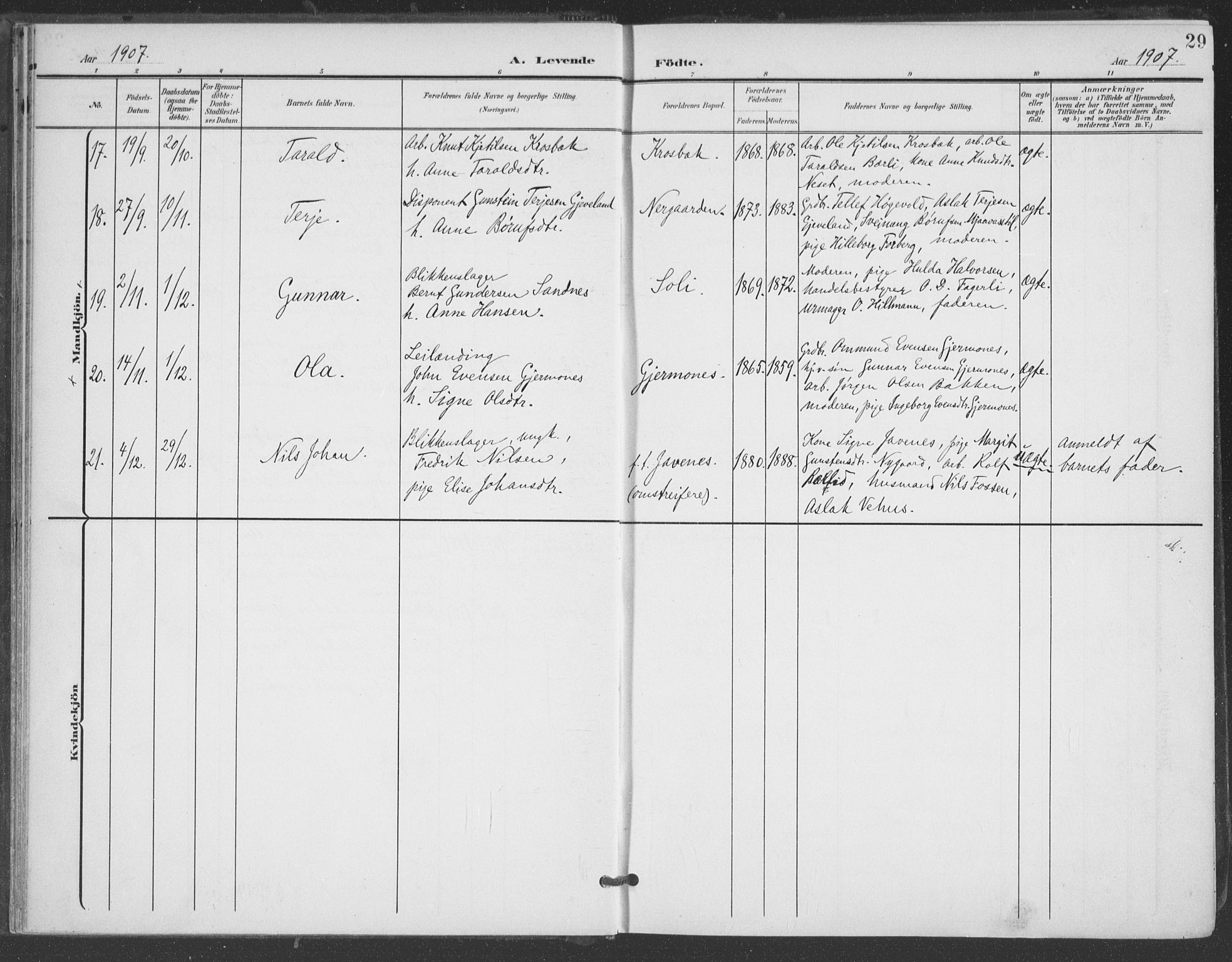 Åmli sokneprestkontor, AV/SAK-1111-0050/F/Fa/Fac/L0012: Parish register (official) no. A 12, 1900-1914, p. 29