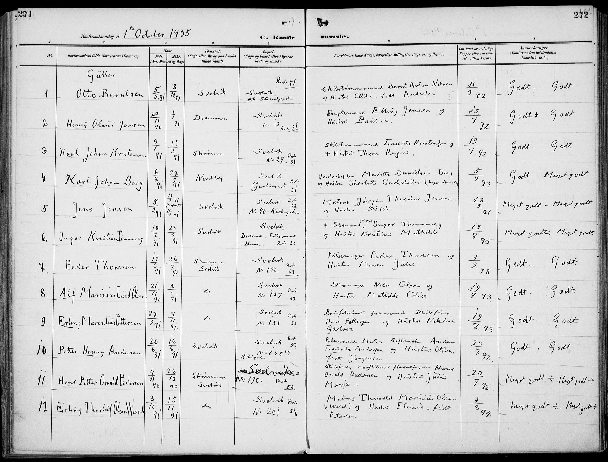 Strømm kirkebøker, AV/SAKO-A-322/F/Fb/L0002: Parish register (official) no. II 2, 1900-1919, p. 271-272