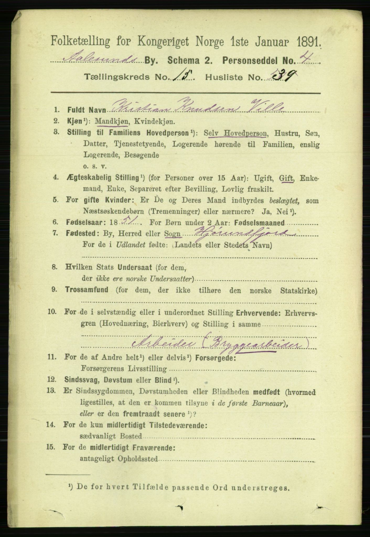 RA, 1891 census for 1501 Ålesund, 1891, p. 9504