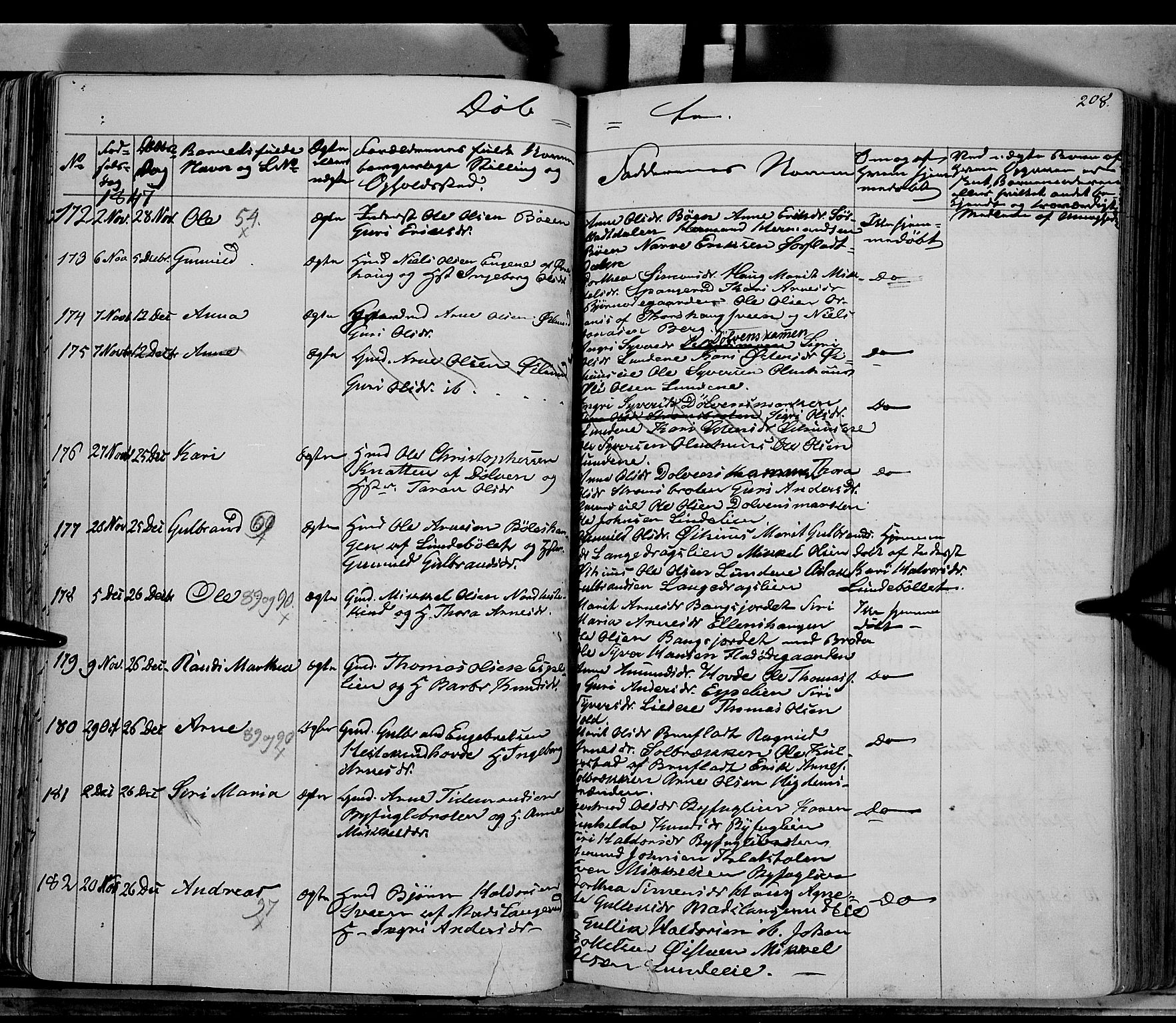 Sør-Aurdal prestekontor, SAH/PREST-128/H/Ha/Haa/L0004: Parish register (official) no. 4, 1841-1849, p. 207-208