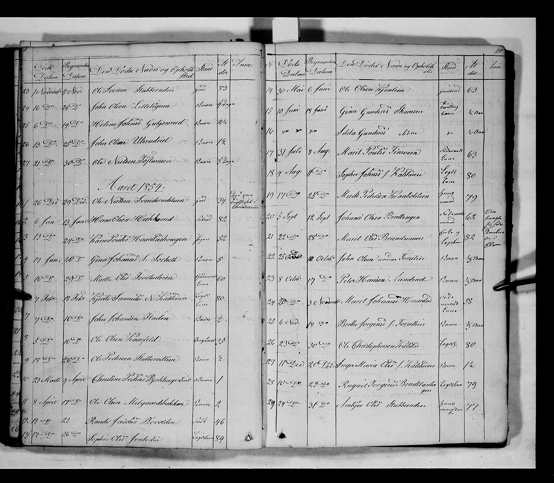Gausdal prestekontor, SAH/PREST-090/H/Ha/Hab/L0005: Parish register (copy) no. 5, 1846-1867, p. 100