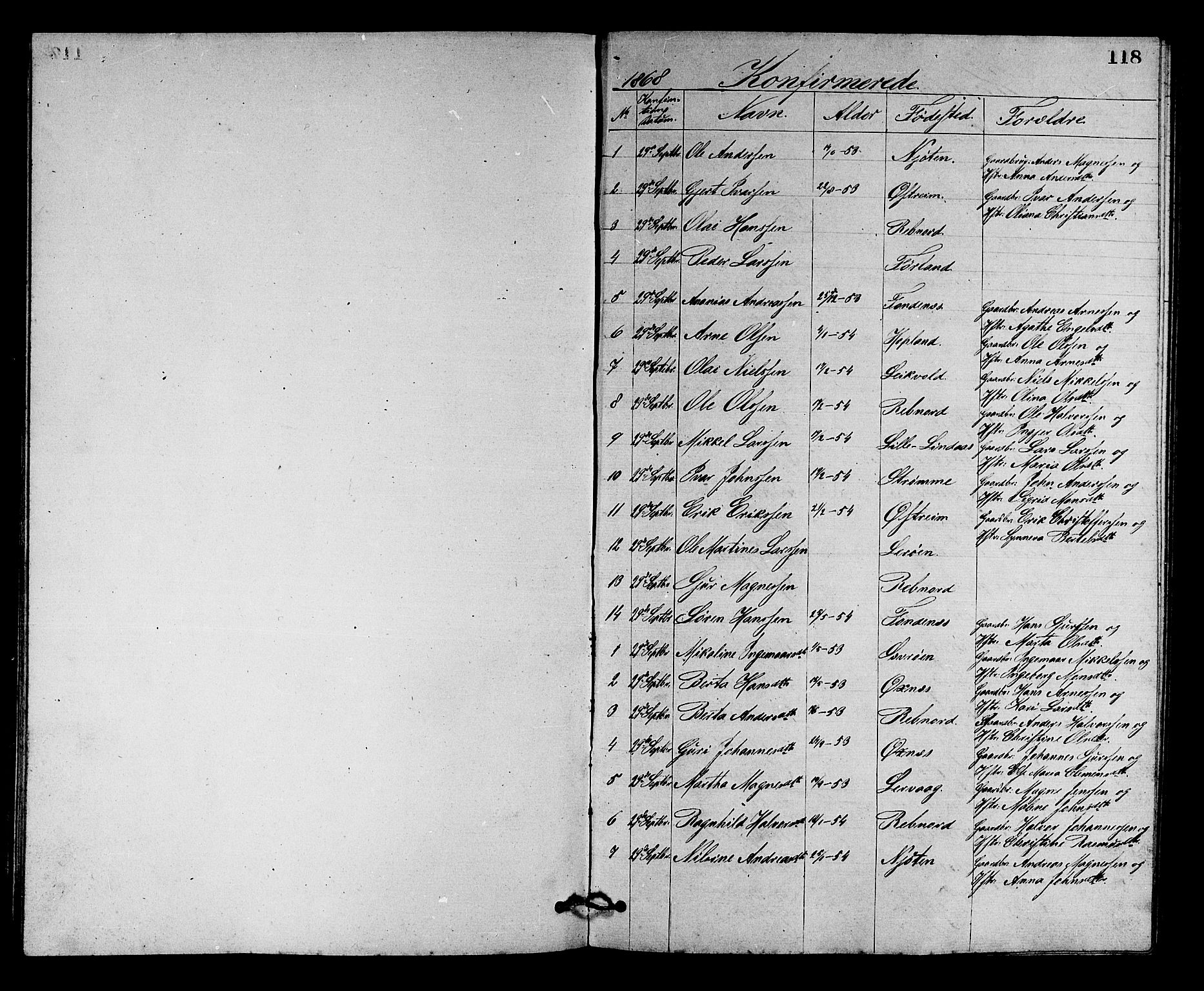 Lindås Sokneprestembete, SAB/A-76701/H/Hab: Parish register (copy) no. C 2, 1868-1885, p. 118