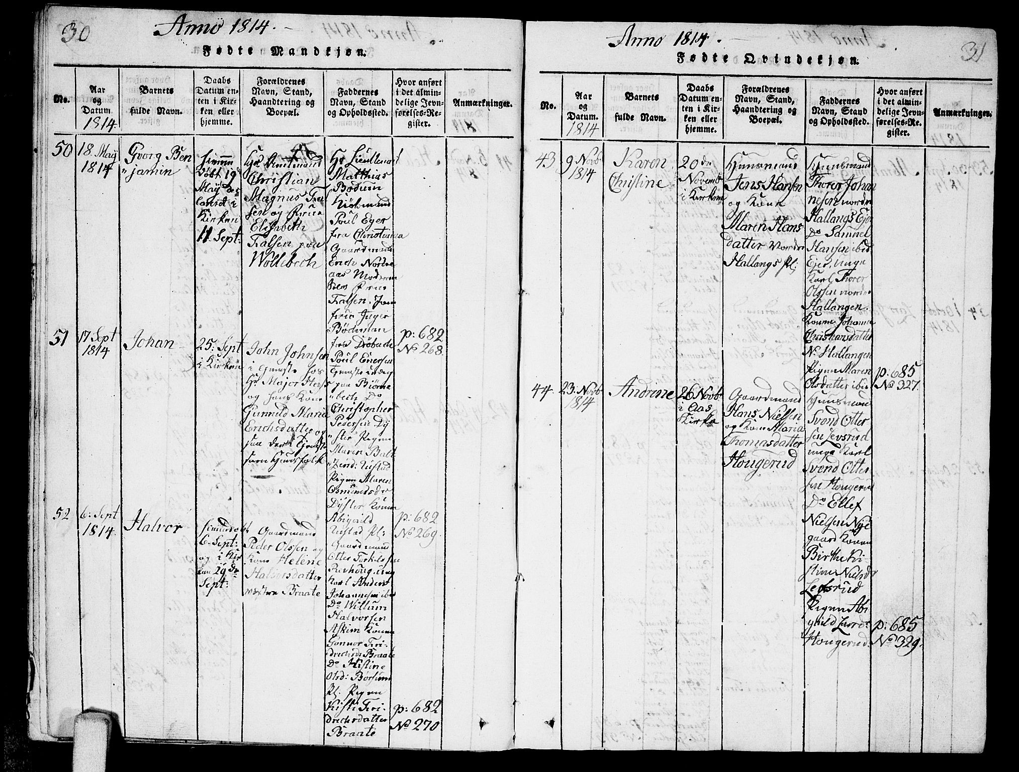 Ås prestekontor Kirkebøker, AV/SAO-A-10894/G/Ga/L0001: Parish register (copy) no. I 1, 1814-1820, p. 30-31